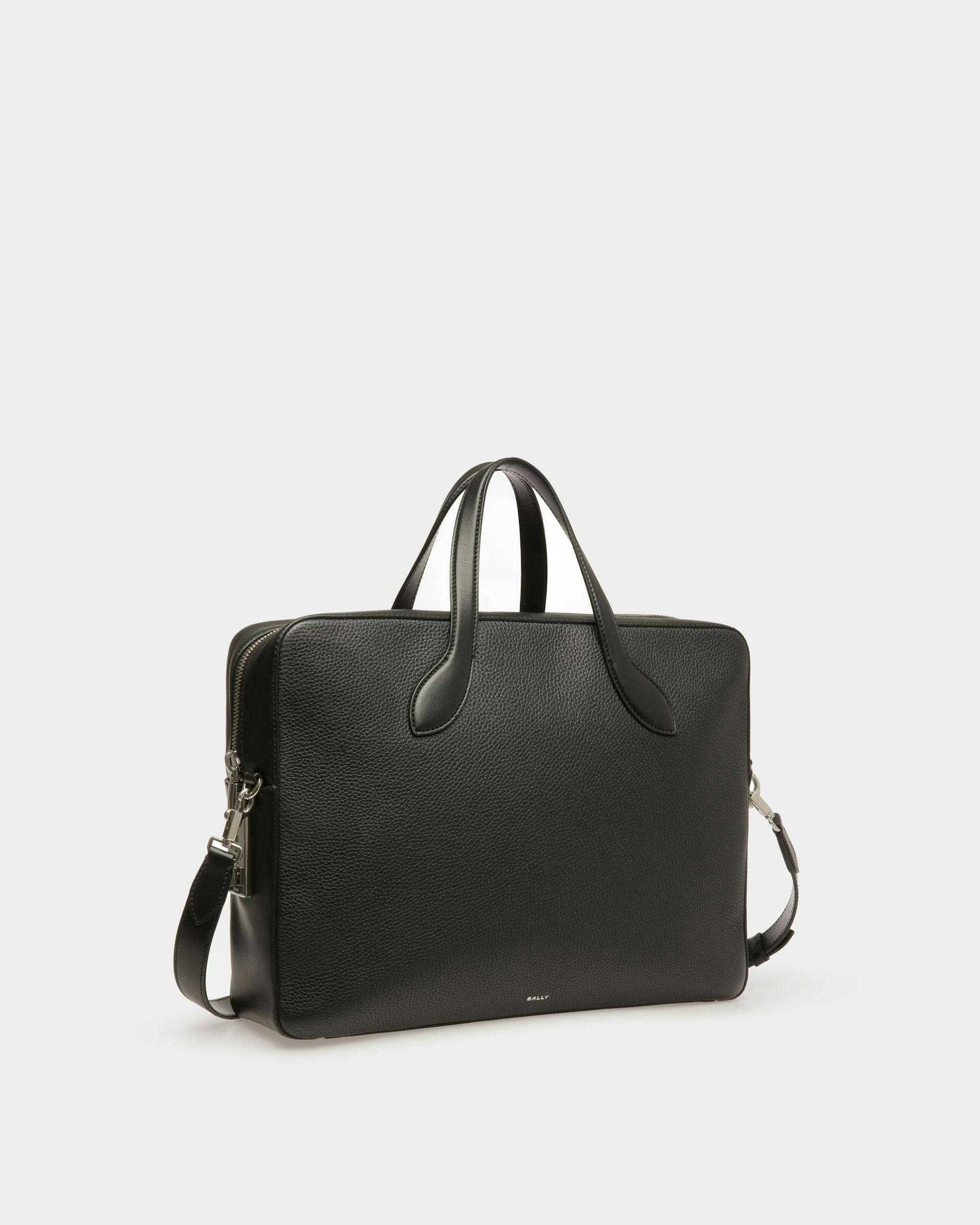 Men's Lago Briefcase In Black Leather | Bally | Still Life 3/4 Front