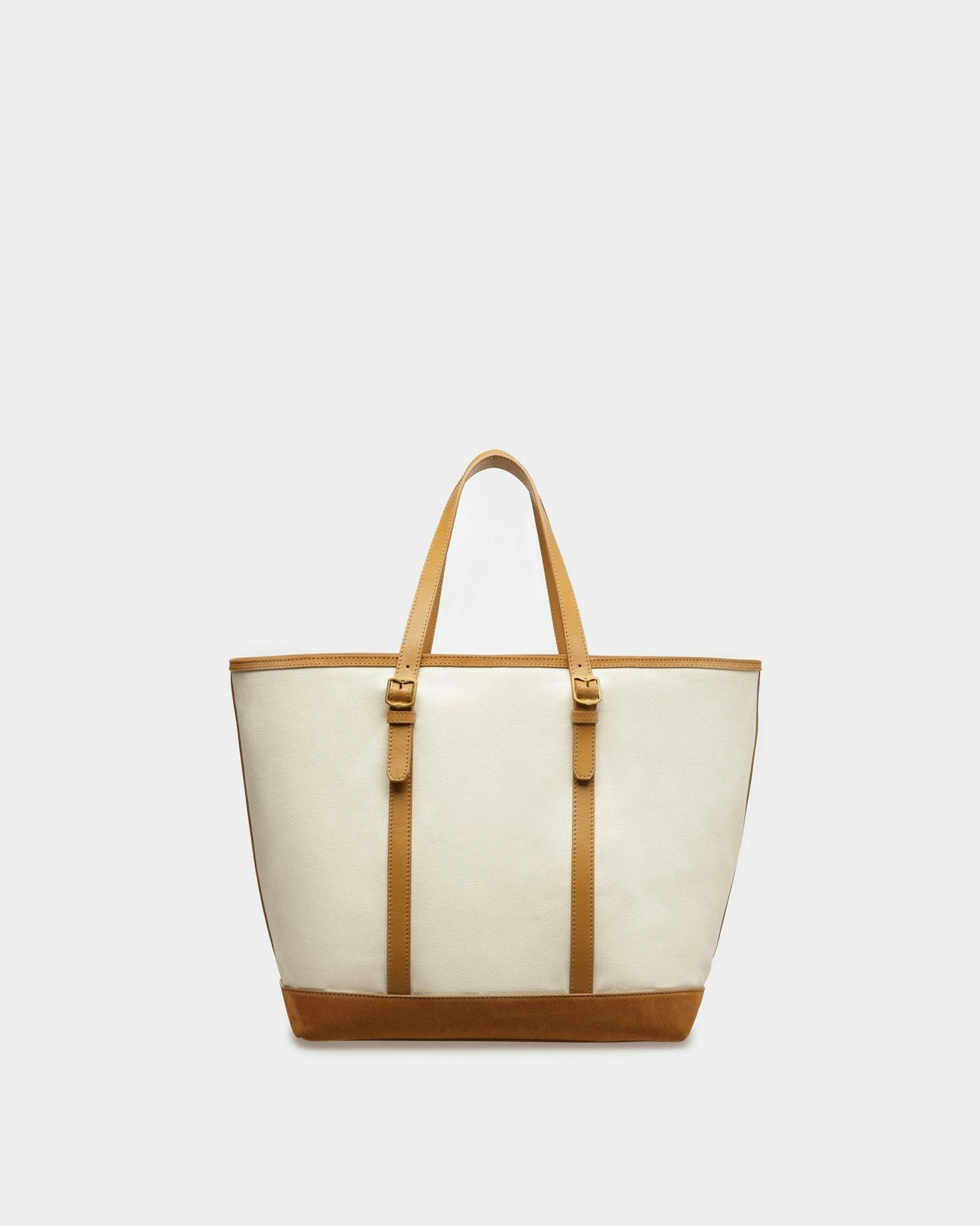 Men's Gare Tote Bag In Natural And Desert Fabric | Bally | Still Life Back