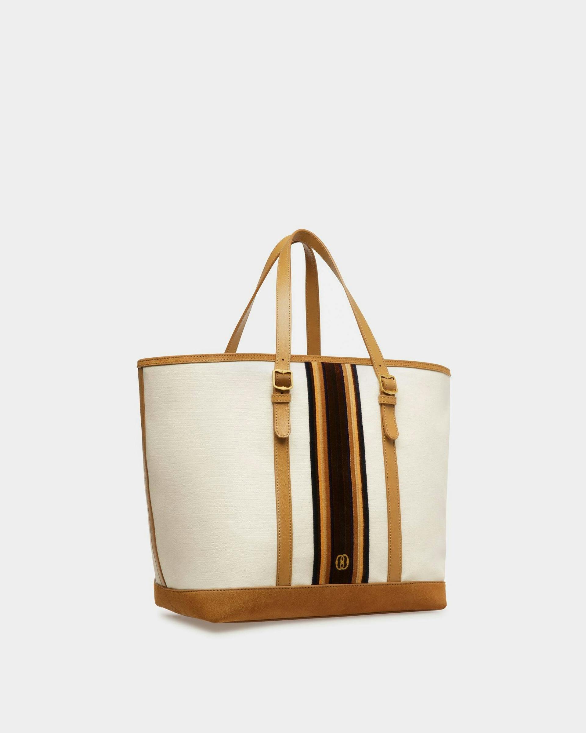 Men's Gare Tote Bag In Natural And Desert Fabric | Bally | Still Life 3/4 Front