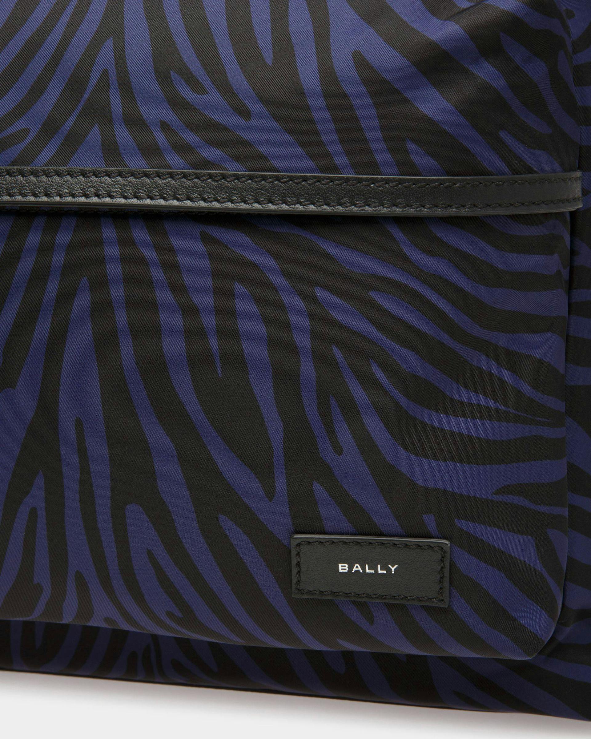 Men's Zebra Crossing Backpack In Marine And Black Fabric And Nylon | Bally | Still Life Detail