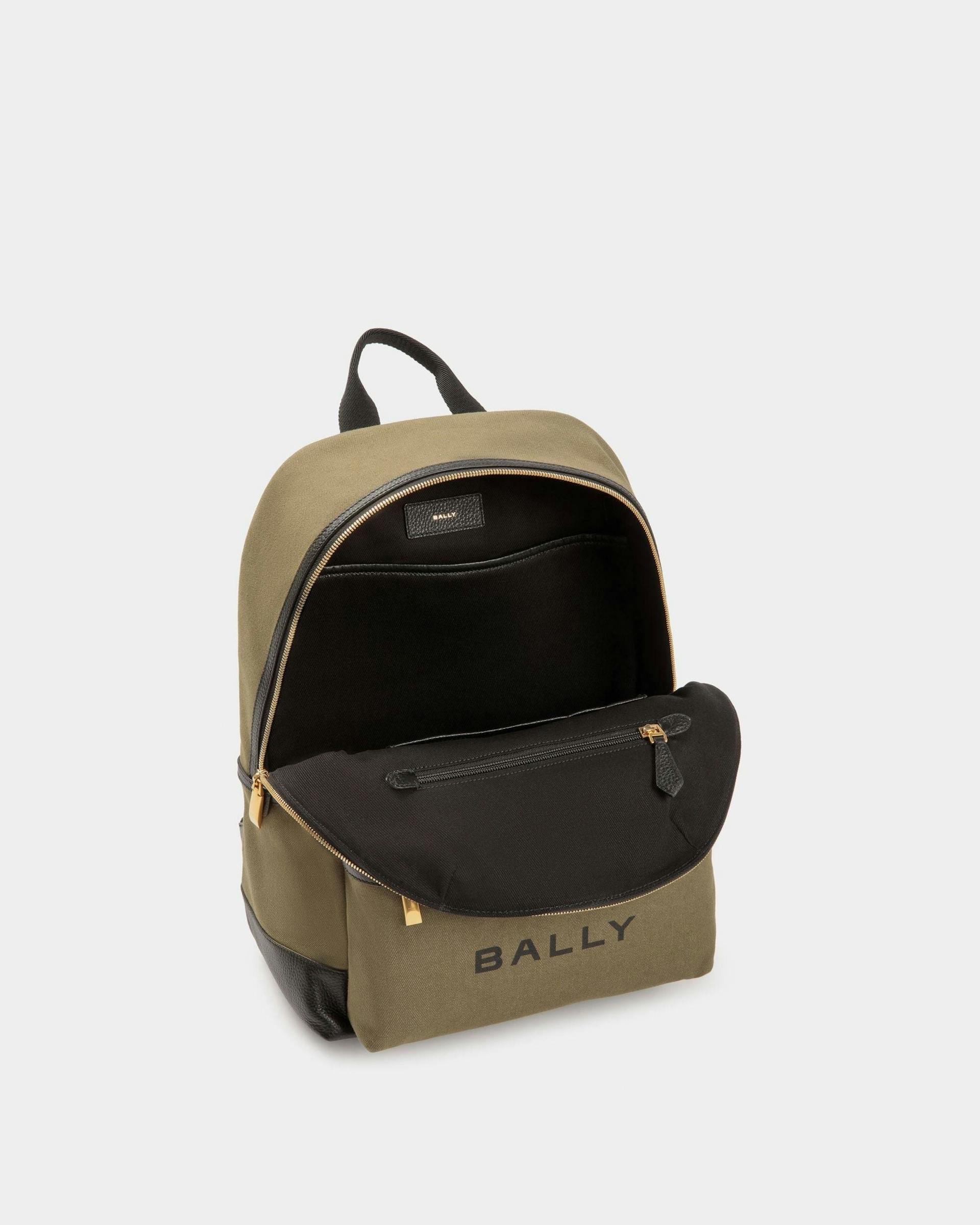 Men's Bar Backpack in Canvas And Leather | Bally | Still Life Open / Inside