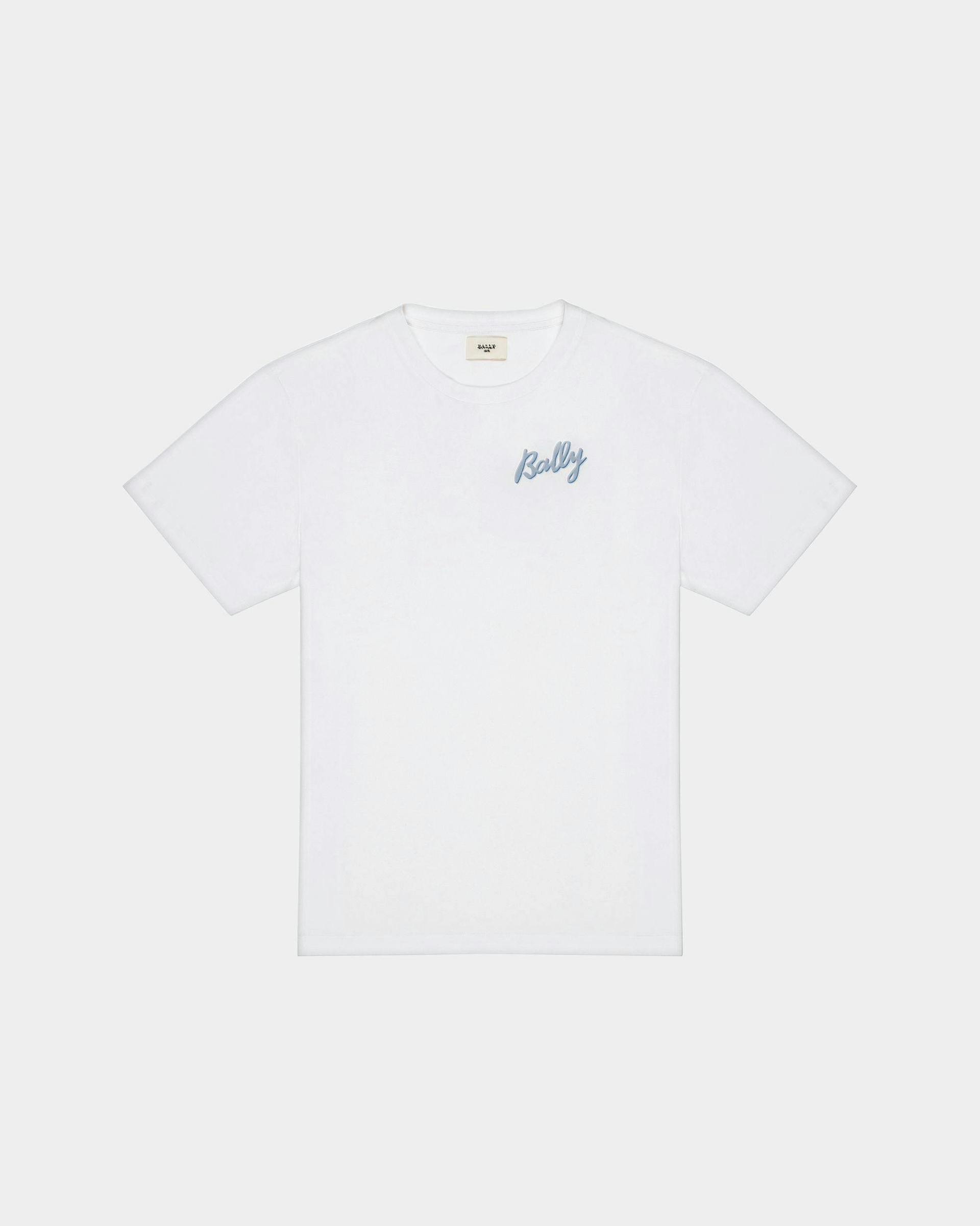 T-Shirt En Coton Blanc Et Bleu Clair - Homme - Bally - 01