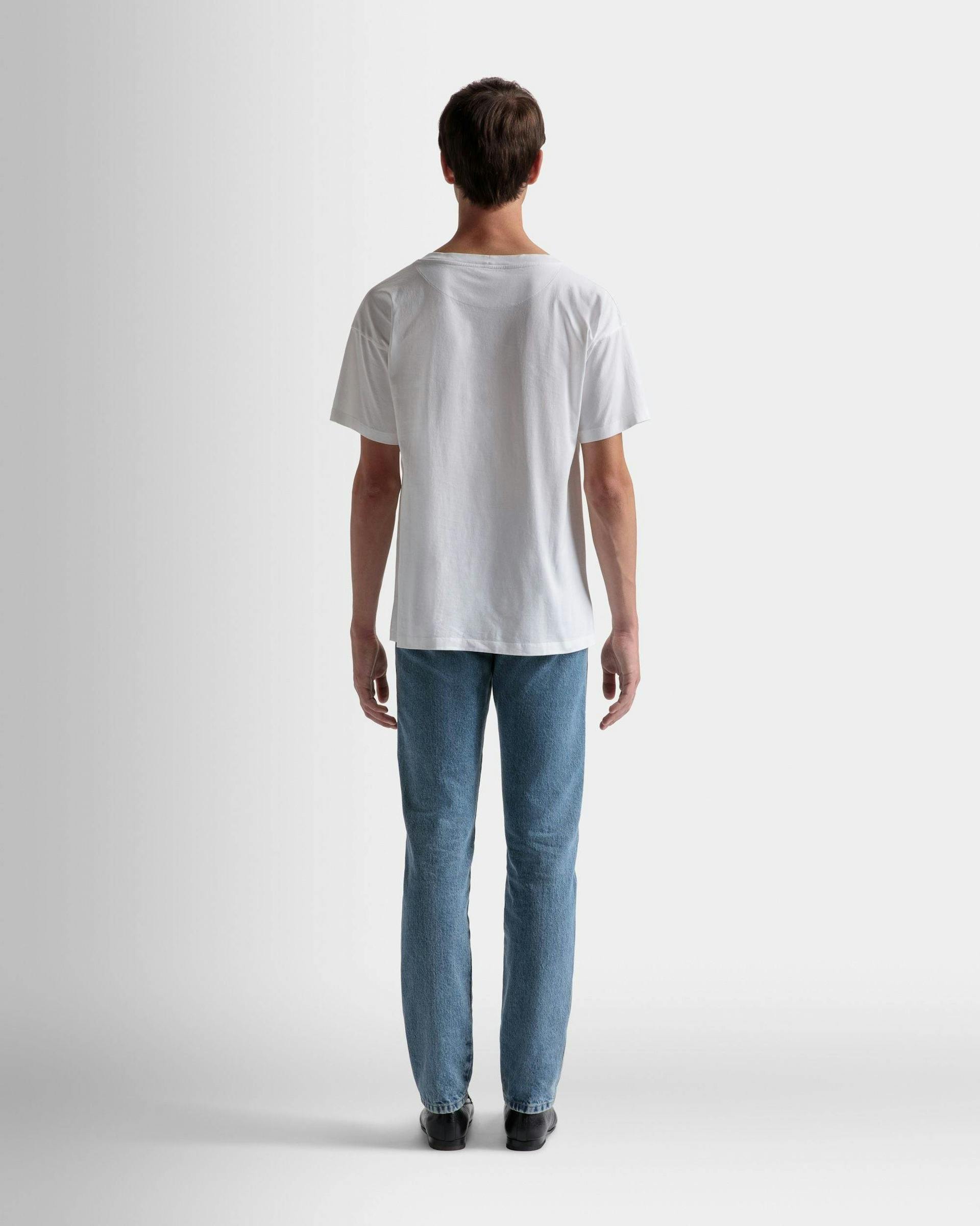 Men's Printed T-Shirt In White Cotton | Bally | On Model Back