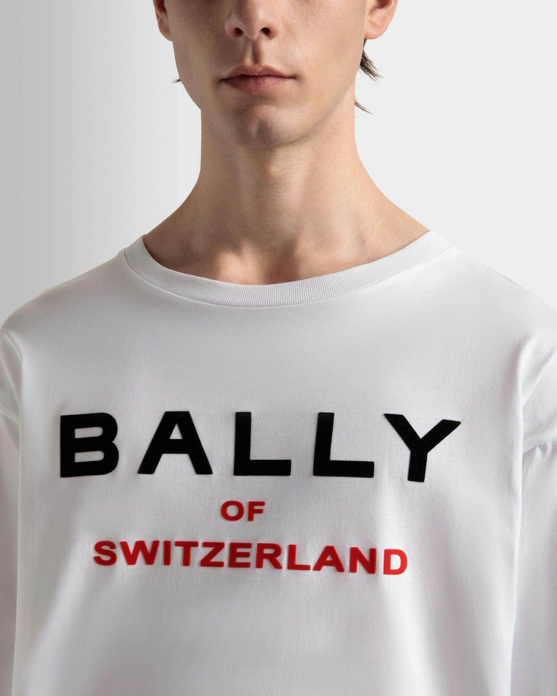 Men's T-Shirt In White Cotton | Bally | On Model Detail
