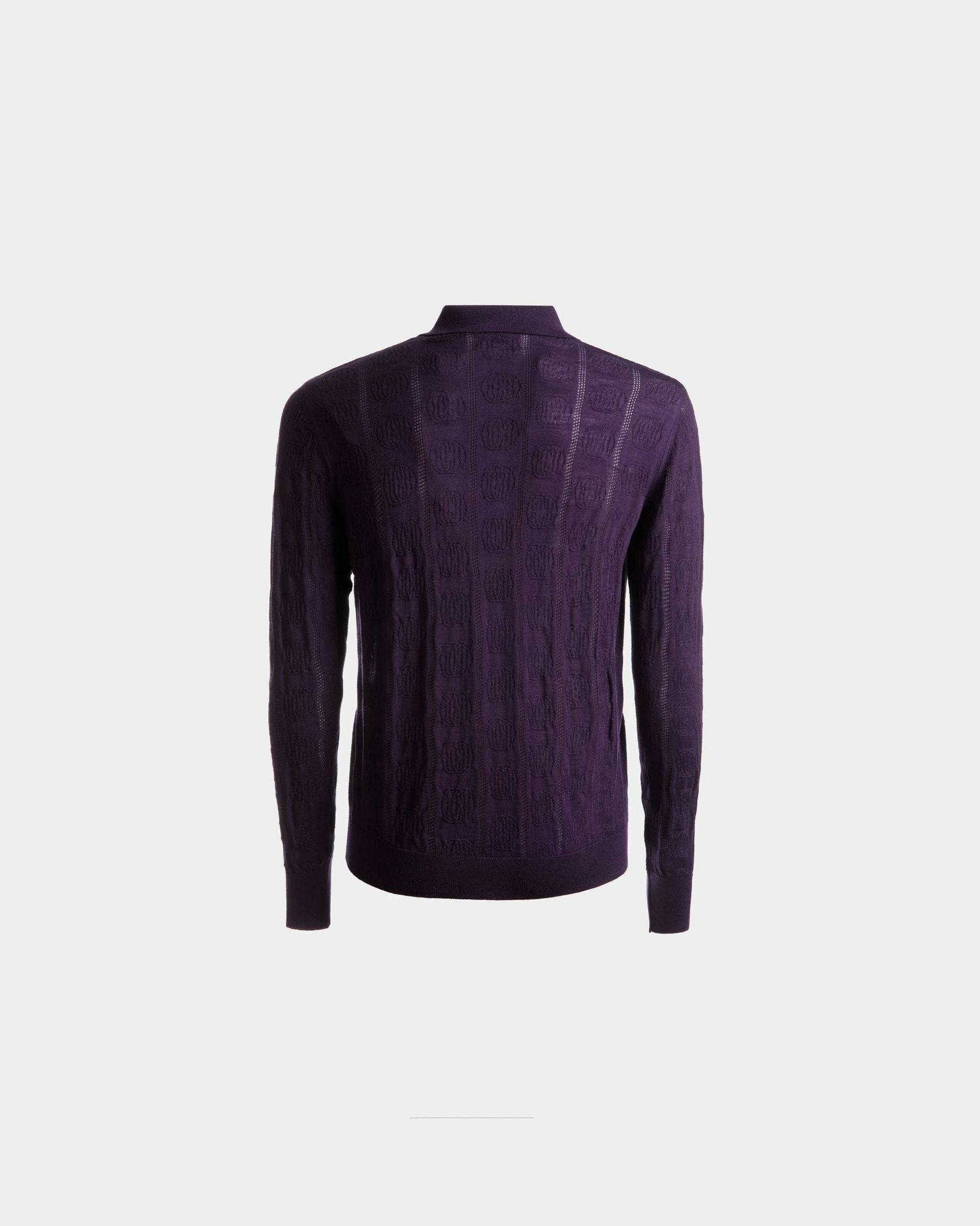 Men's Long Sleeve Polo In Orchid Wool | Bally | Still Life Back