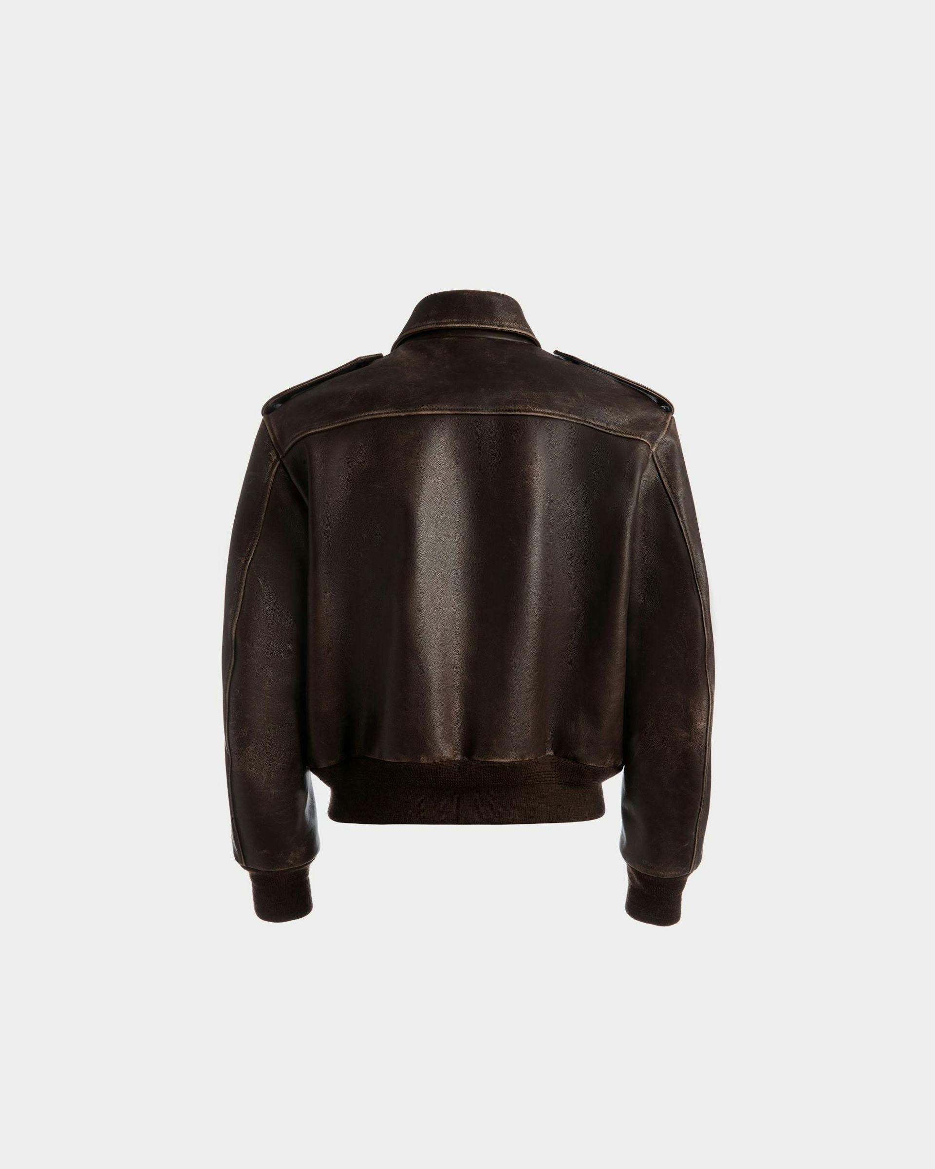 Men's Bomber Jacket In Brown Leather | Bally | Still Life Back