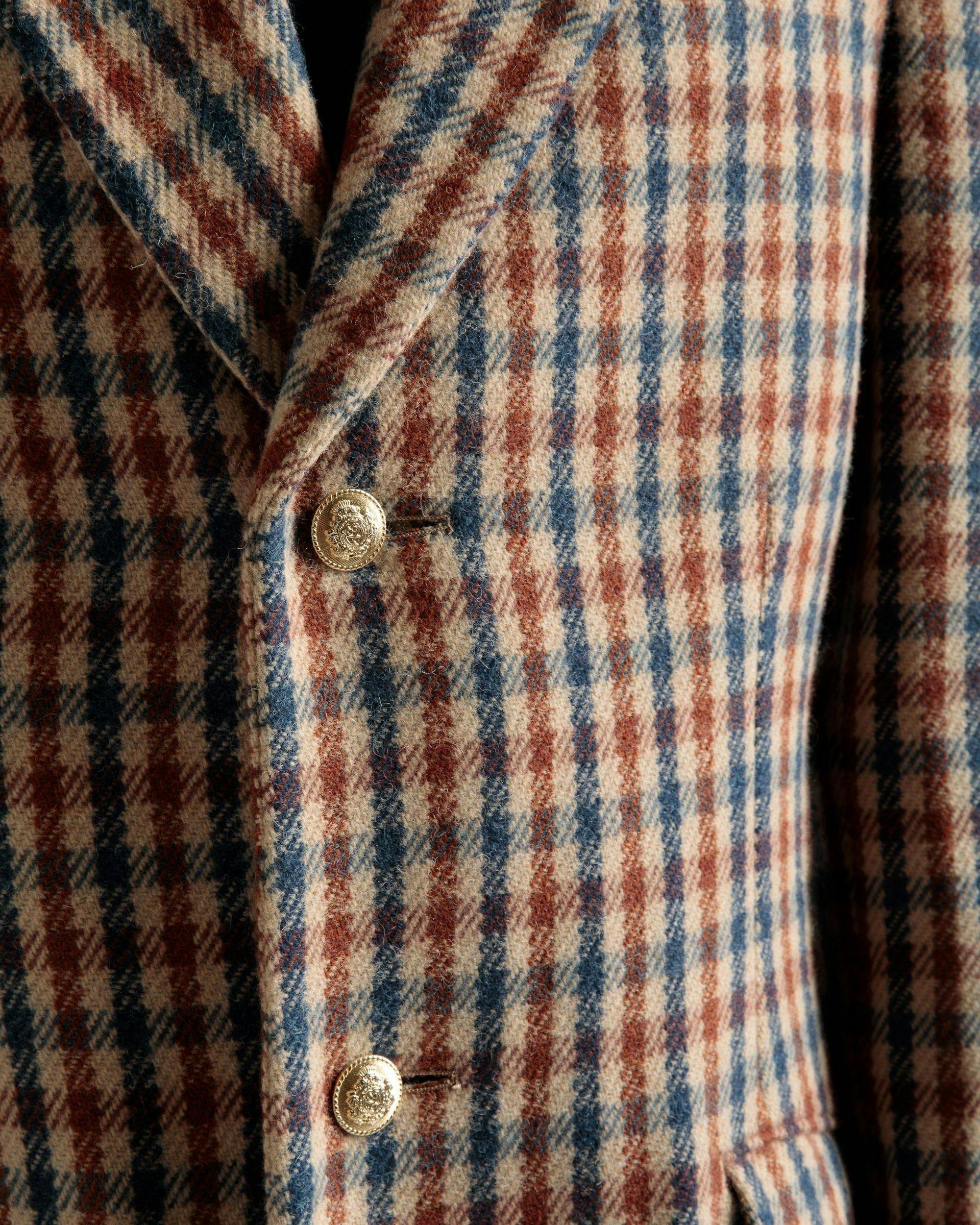 Men's Checked Coat In Brown Wool Mix | Bally | On Model Detail
