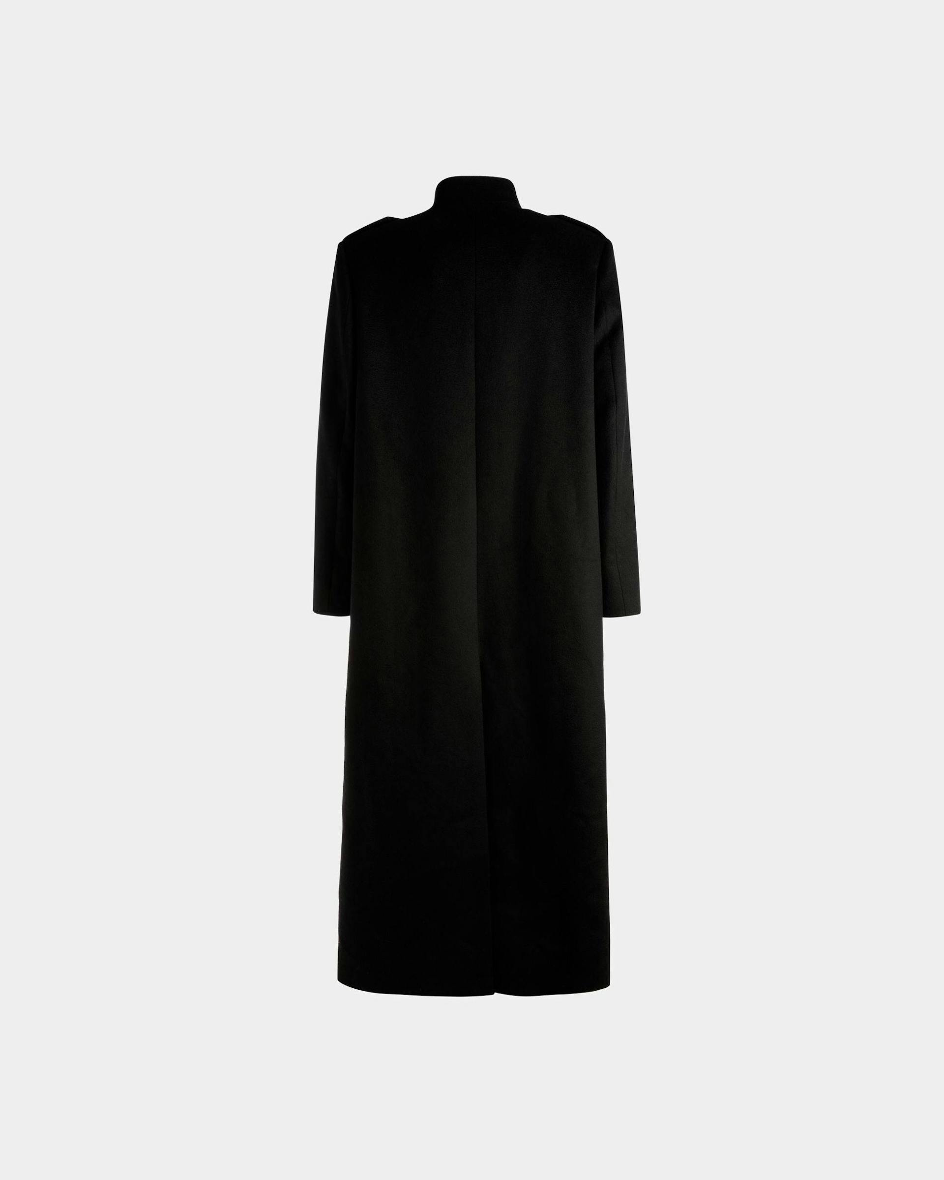 Men's Long Utility Coat In Black Wool | Bally | Still Life Back