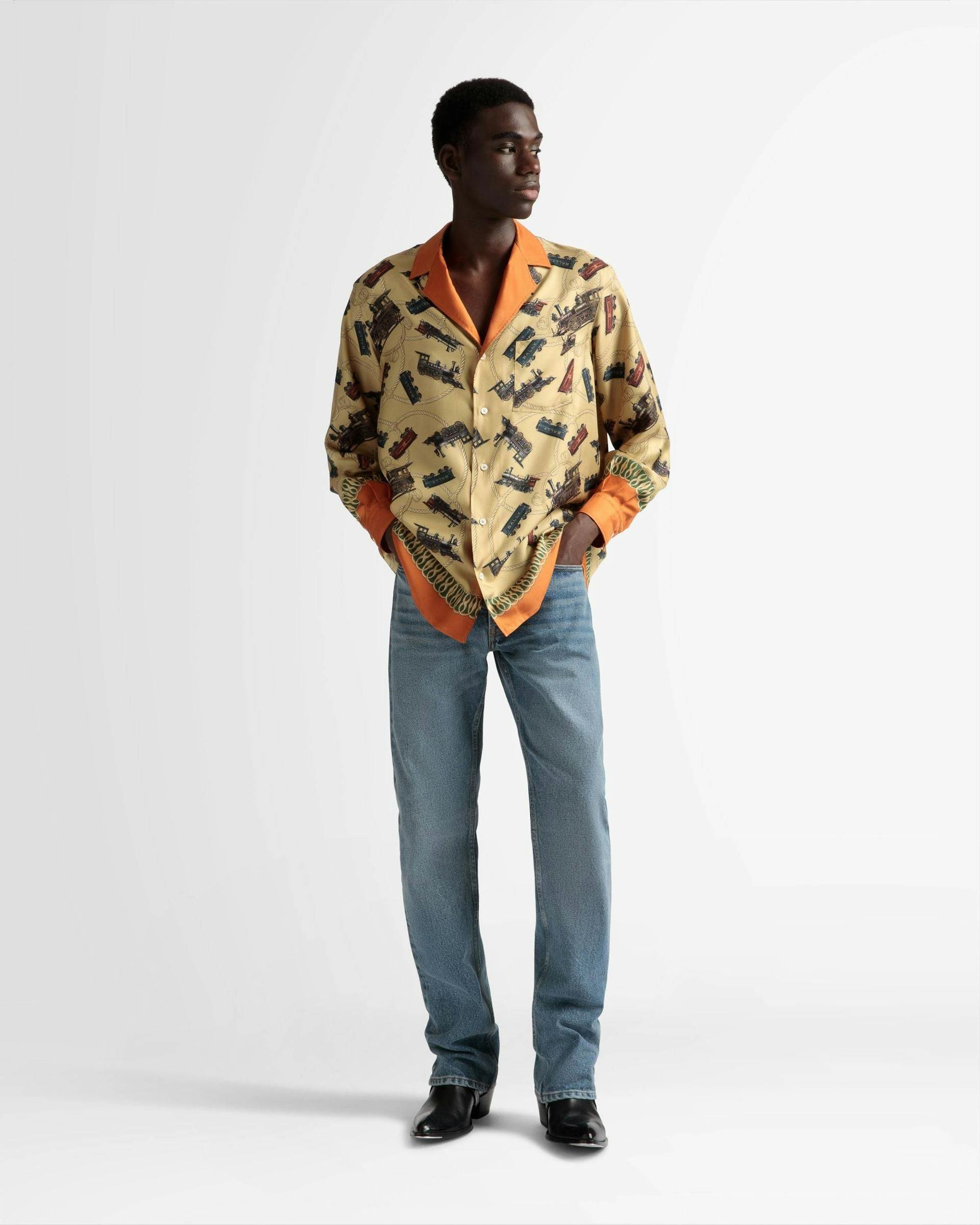 Men's Shirt In Multicolor Silk | Bally | On Model Front
