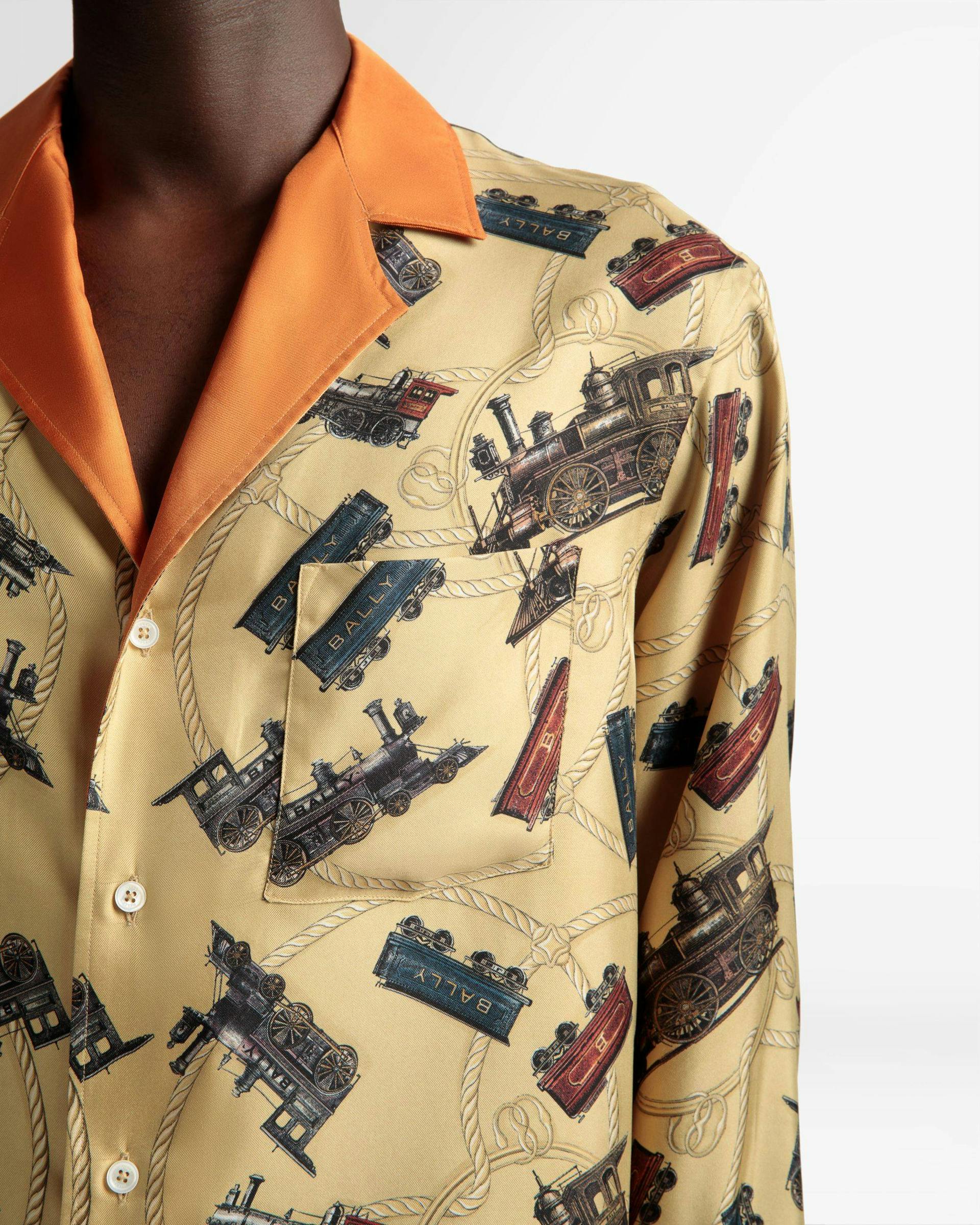Men's Shirt In Multicolor Silk | Bally | On Model Detail