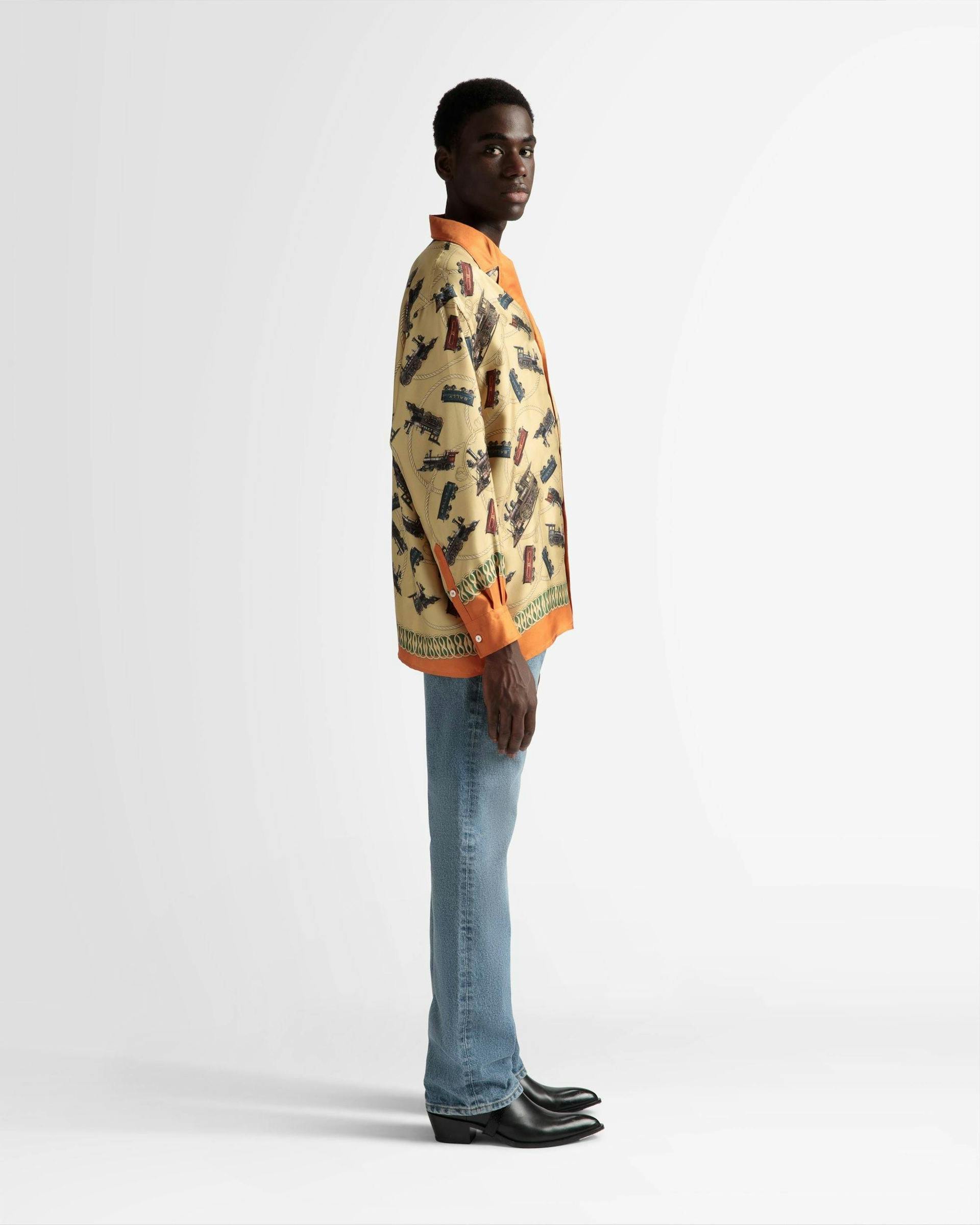 Men's Shirt In Multicolor Silk | Bally | On Model 3/4 Front