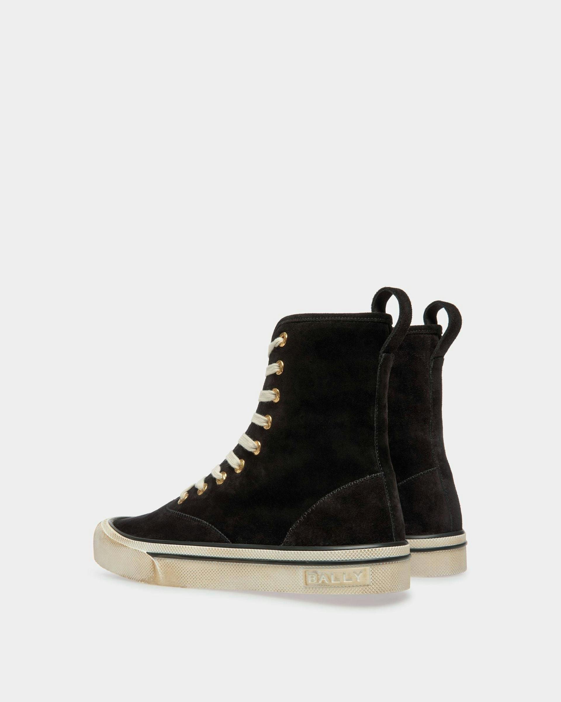 Men's Santa Ana High Top Sneakers In Black Suede | Bally | Still Life 3/4 Back