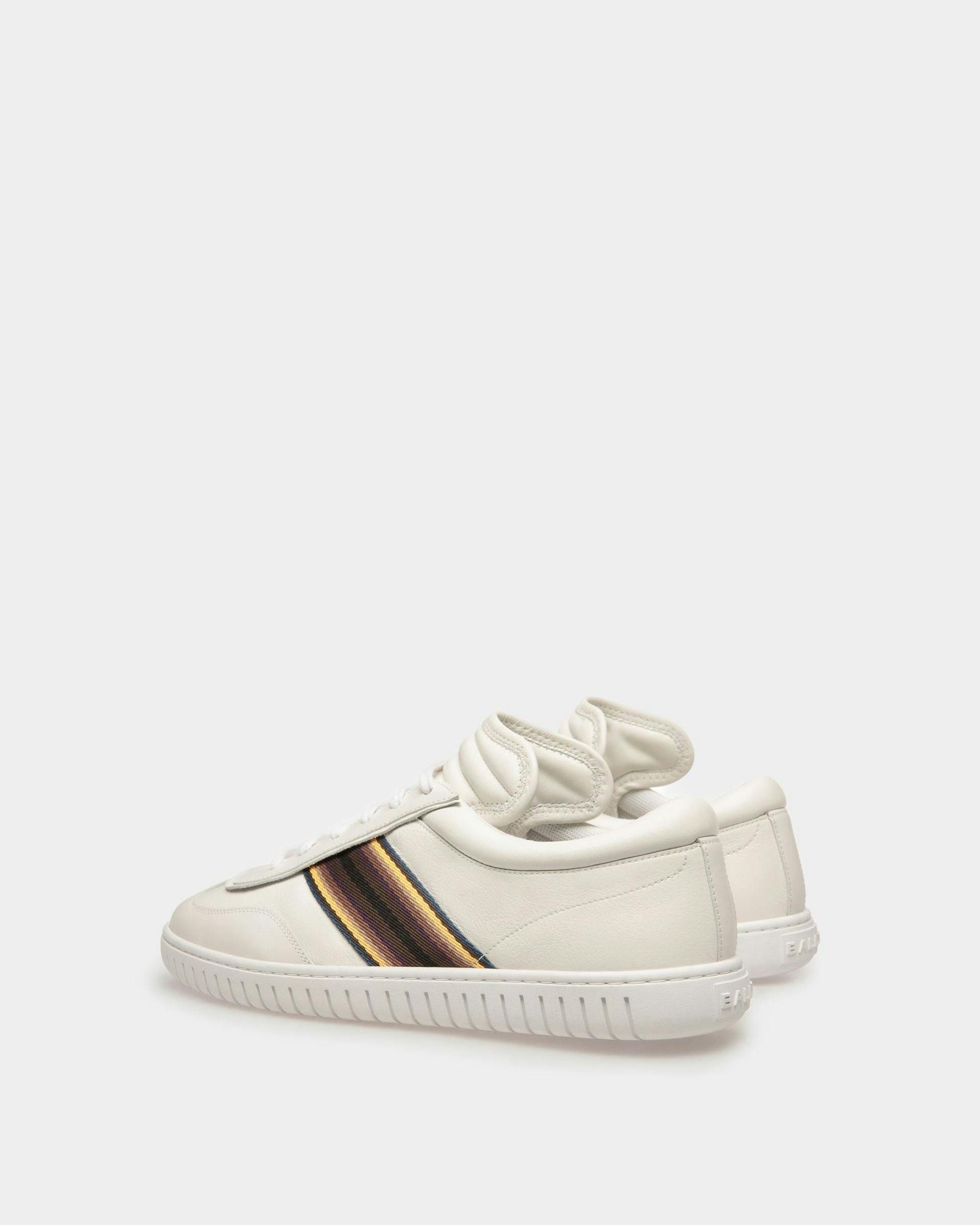 Men's Player Sneakers In White Leather | Bally | Still Life 3/4 Back