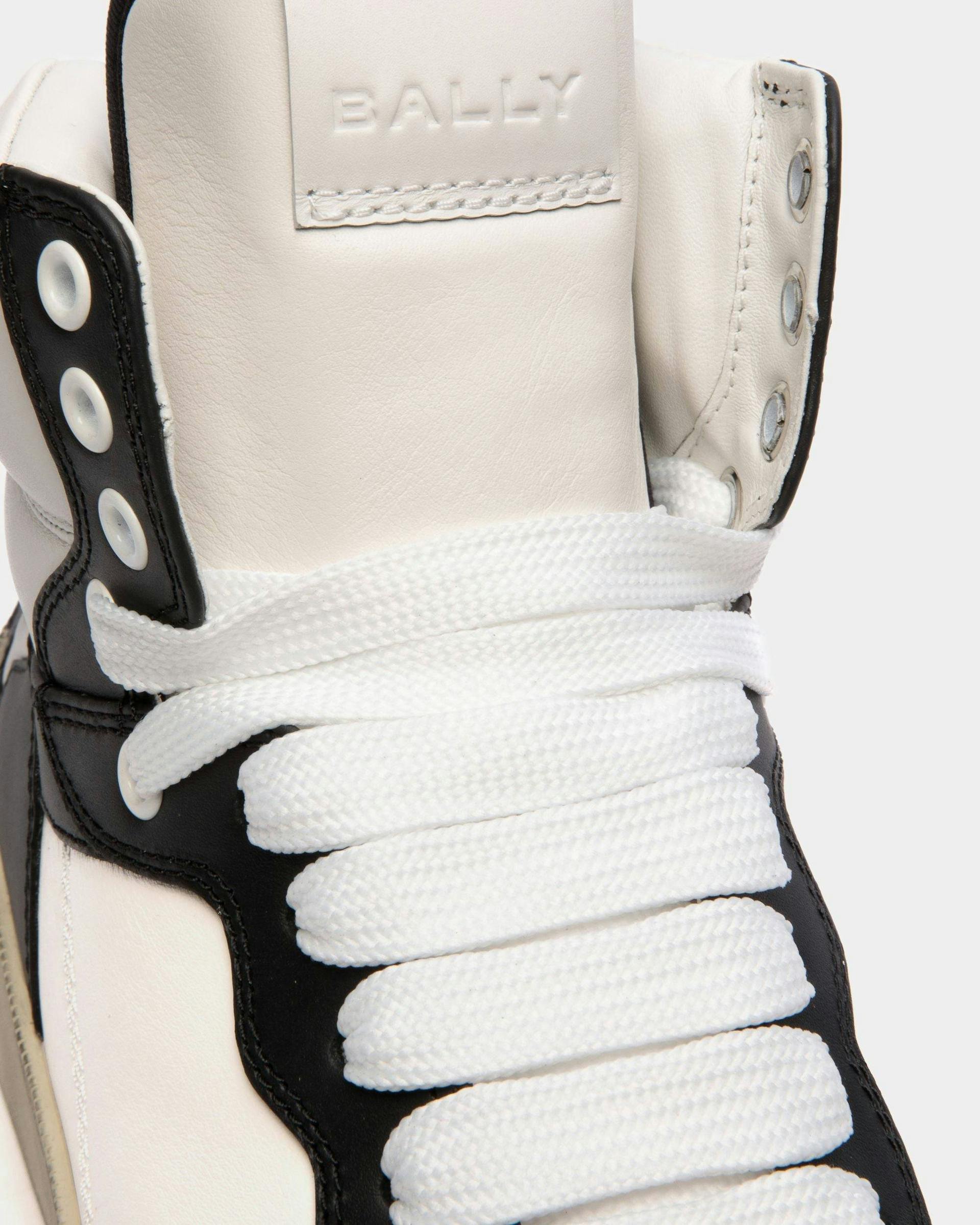 Men's Raise High-Top Sneaker in Black And White Leather | Bally | Still Life Detail