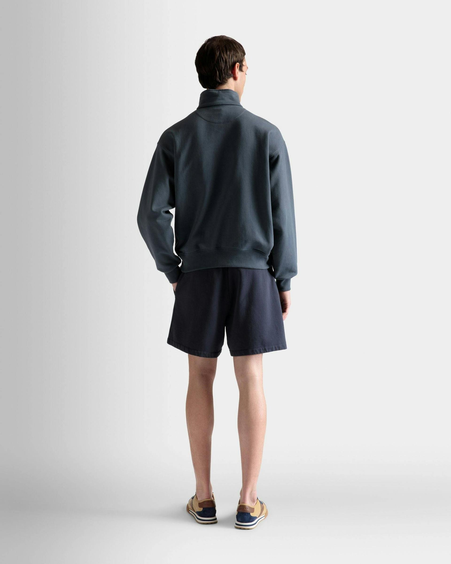 Men's Sweatpant Shorts In Midnight Cotton | Bally | On Model Back