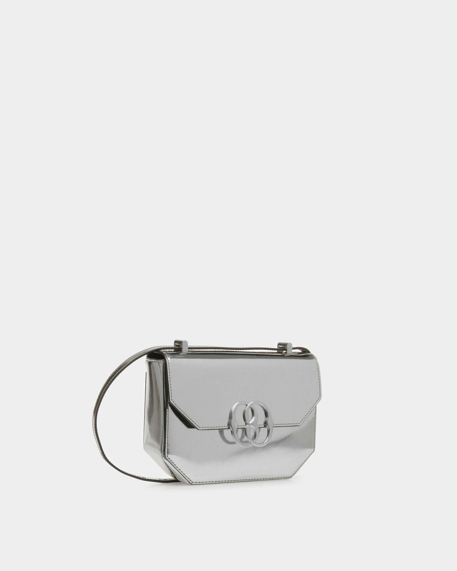 Women's Emblem Minibag In Silver Leather | Bally | Still Life 3/4 Front