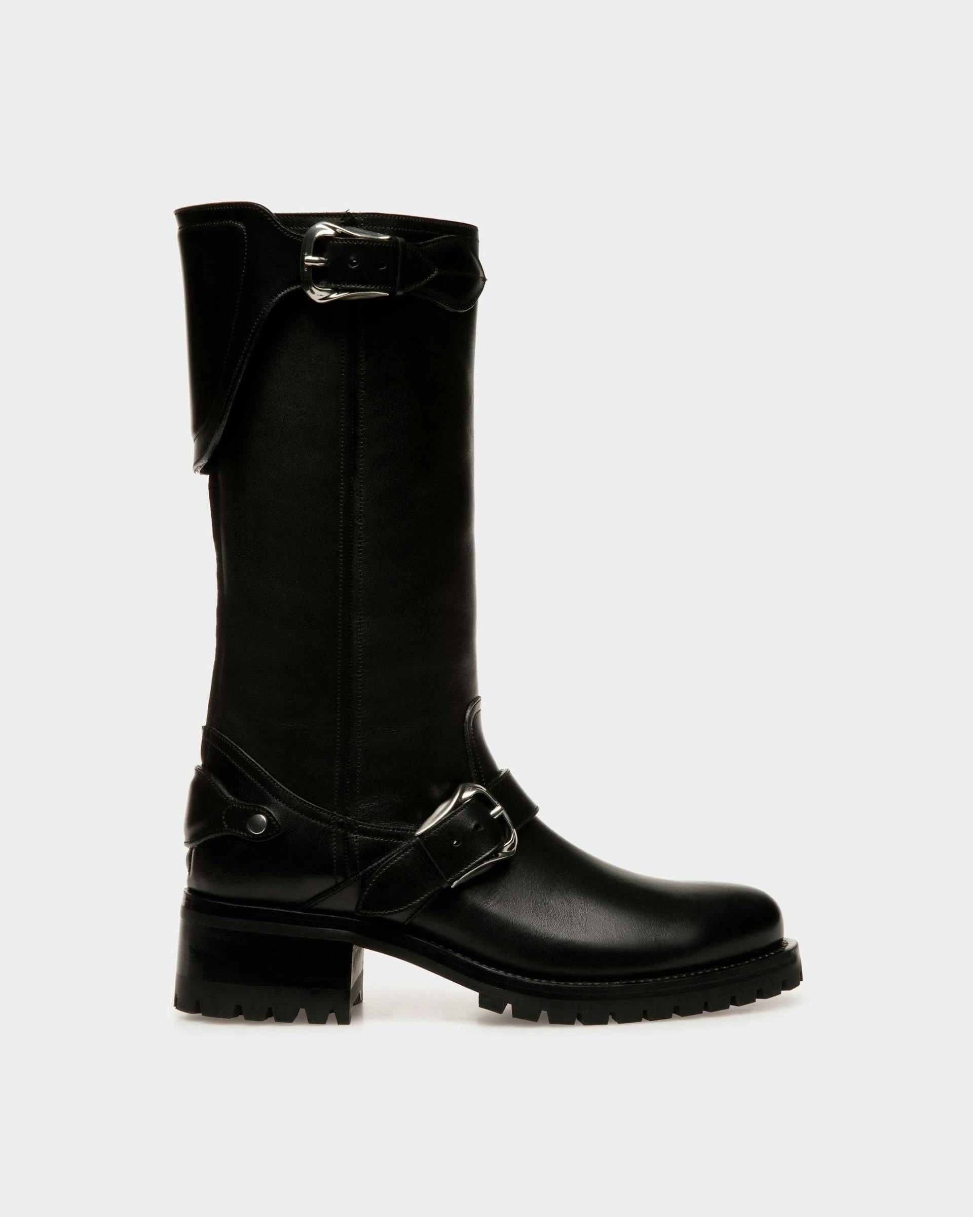 Women's Ardis Long Boots In Black Leather | Bally | Still Life Side