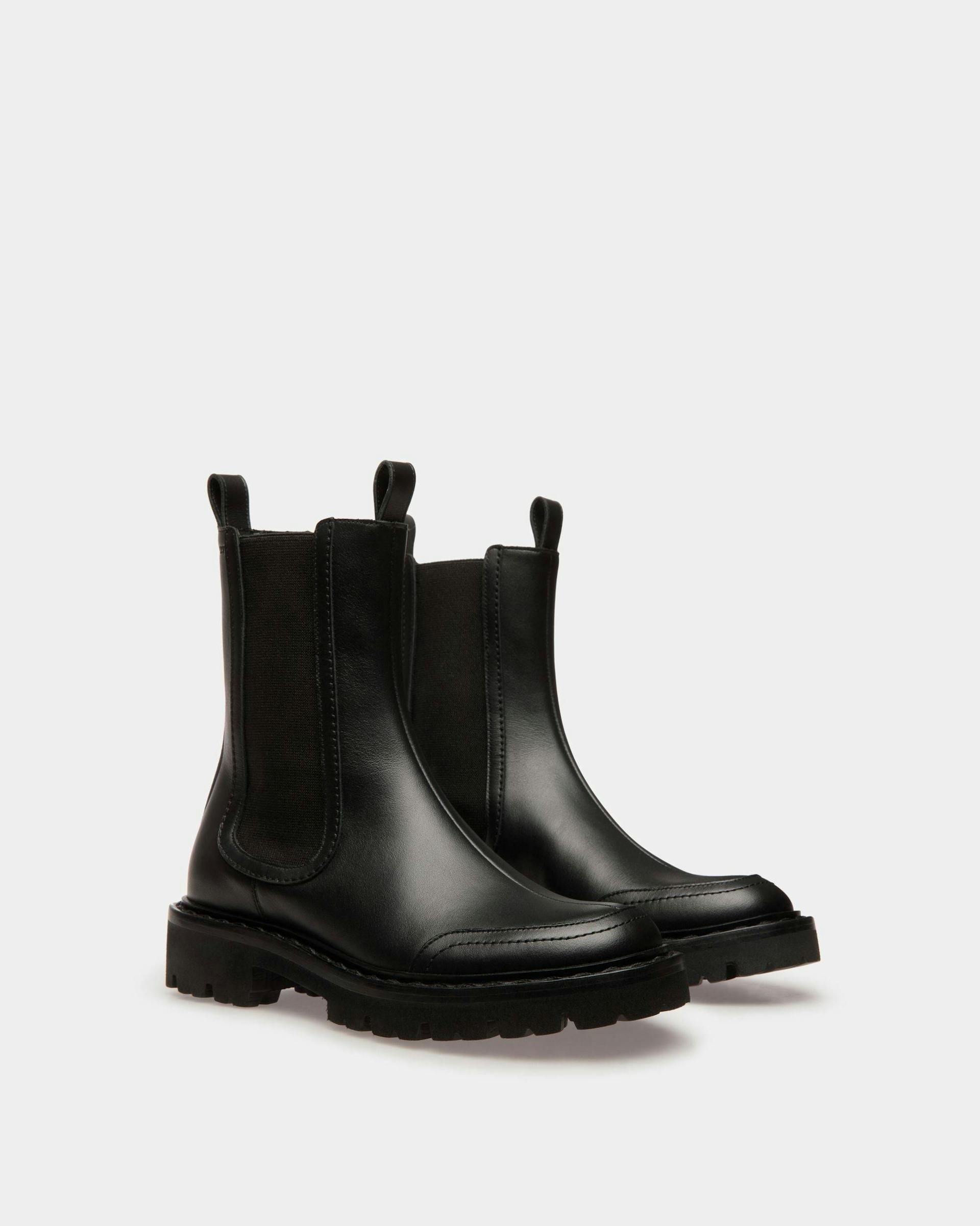 Women's Enga Boots In Black Leather | Bally | Still Life 3/4 Front