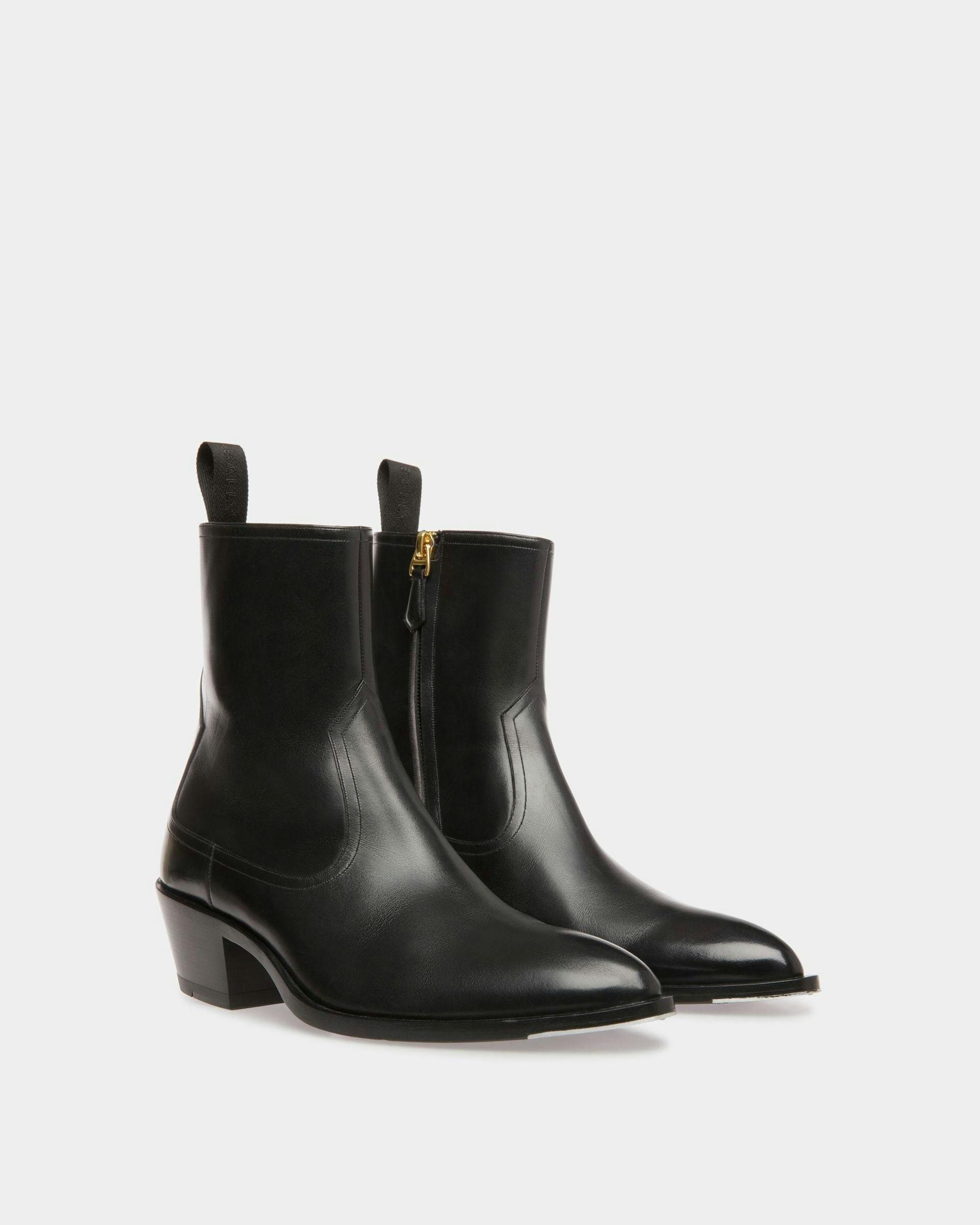 Women's Vegas Boots In Black Leather | Bally | Still Life 3/4 Front