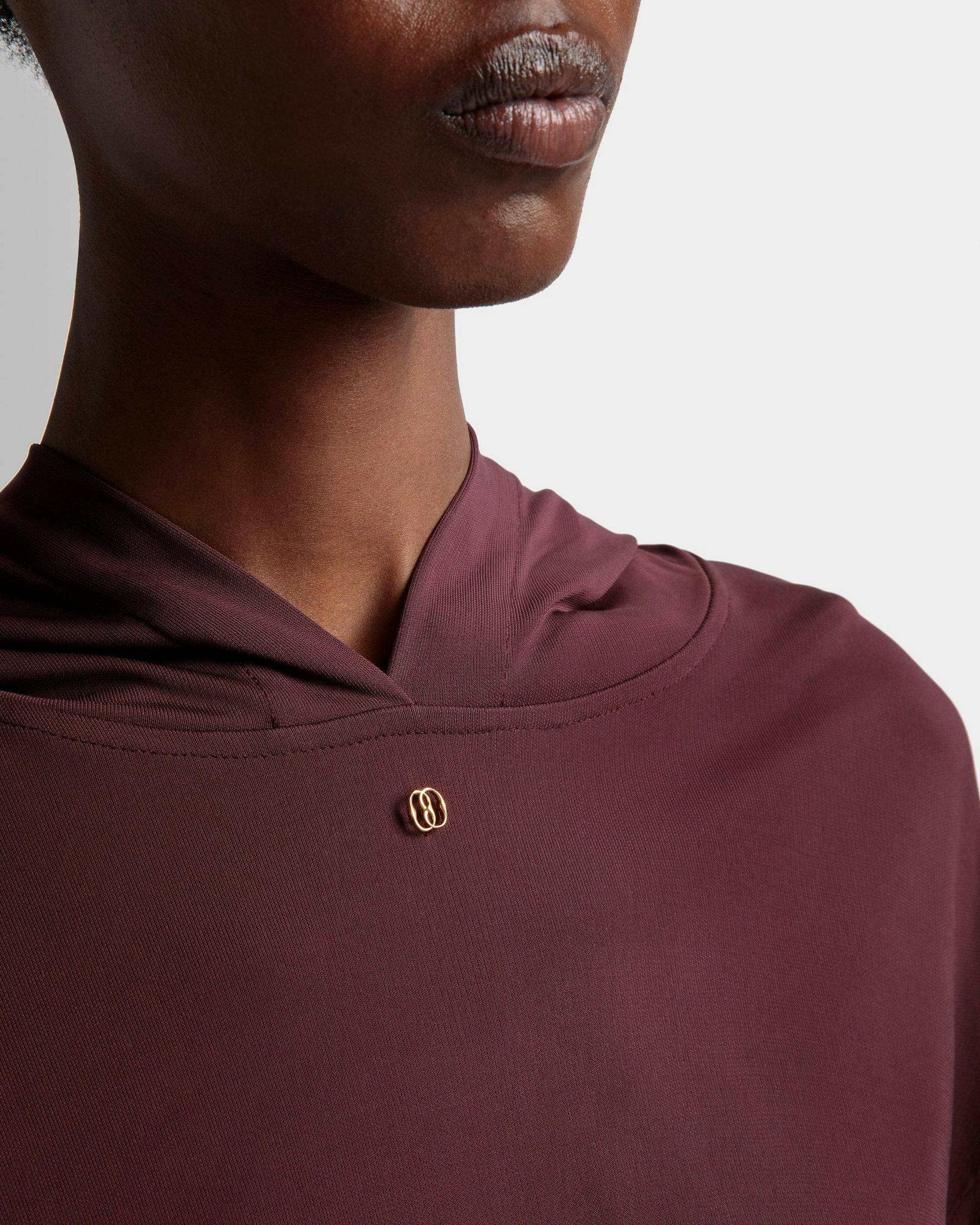 Women's Hooded Sweatshirt In Burgundy Fabric | Bally | On Model Detail