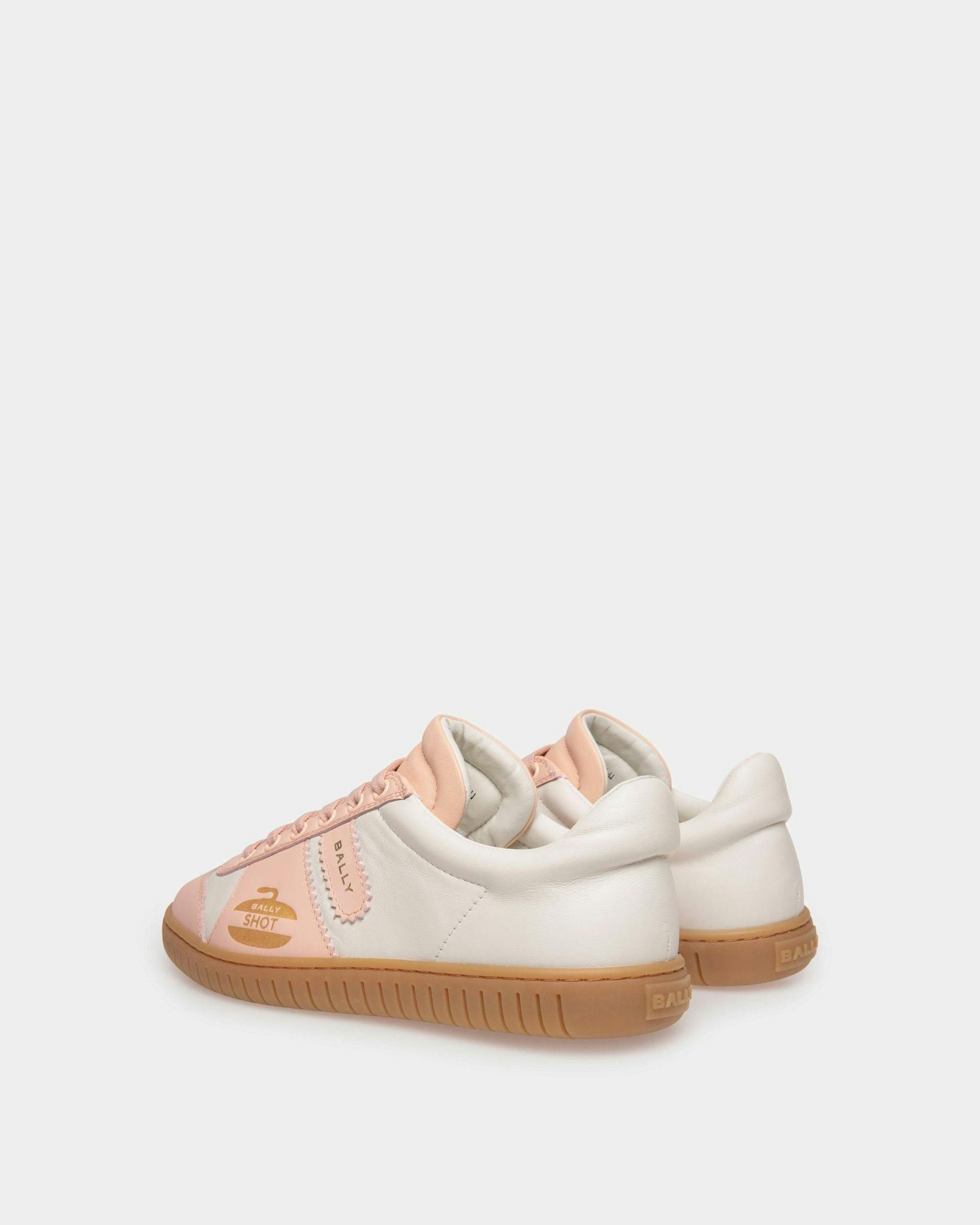 Women's Player Sneaker in White and Baby Pink Leather | Bally | Still Life 3/4 Back