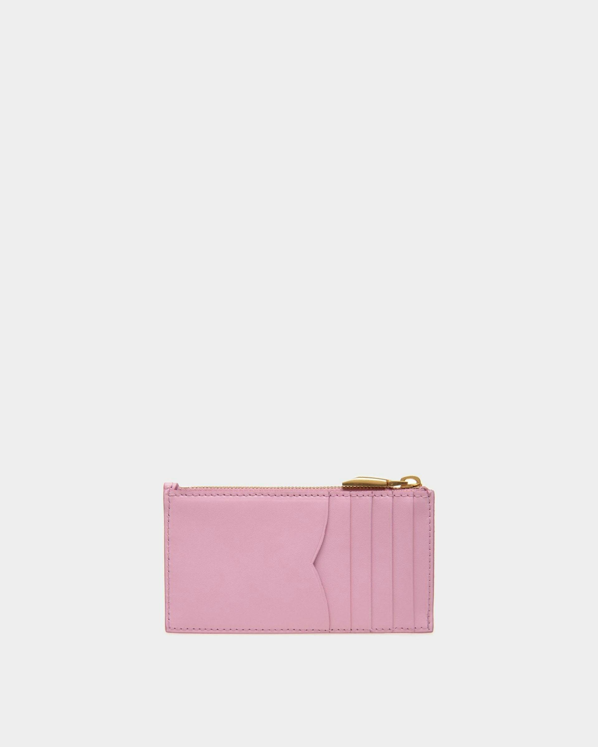 Women's Emblem Zipped Card Holder in Pink Leather | Bally | Still Life Back