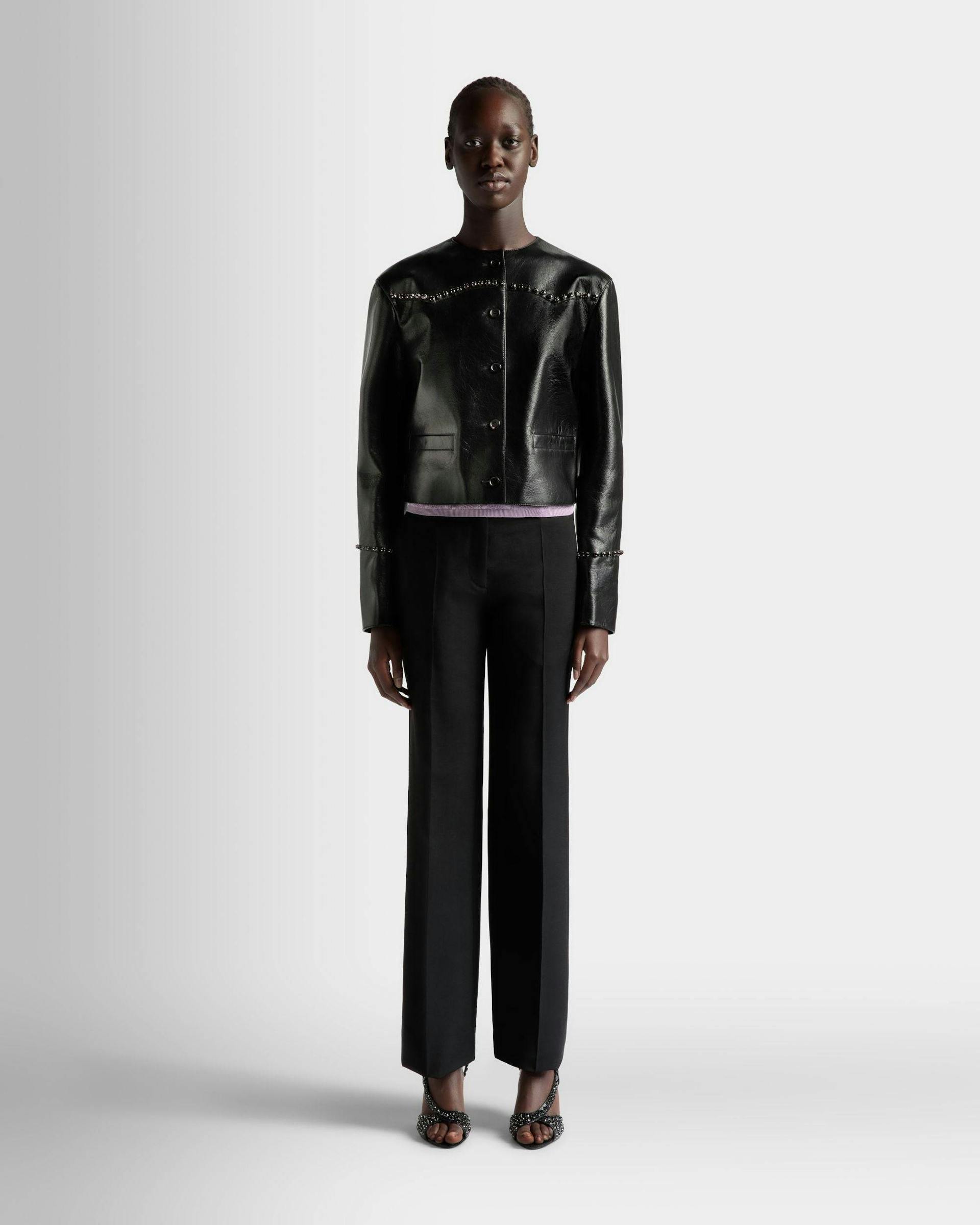 Women's Jacket in Black Leather | Bally | On Model Front