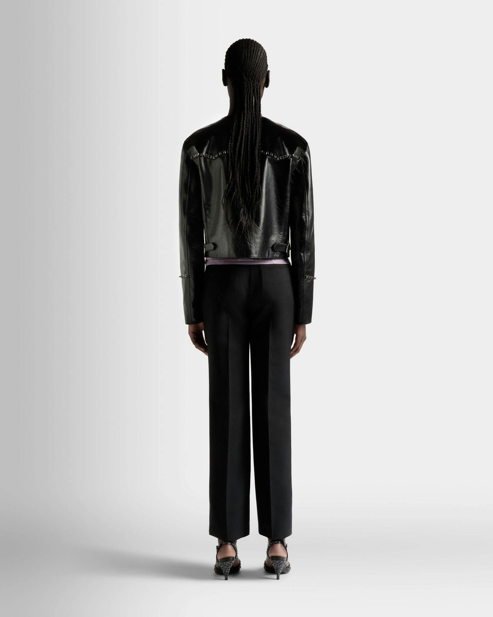 Women's Jacket in Black Leather | Bally | On Model Back