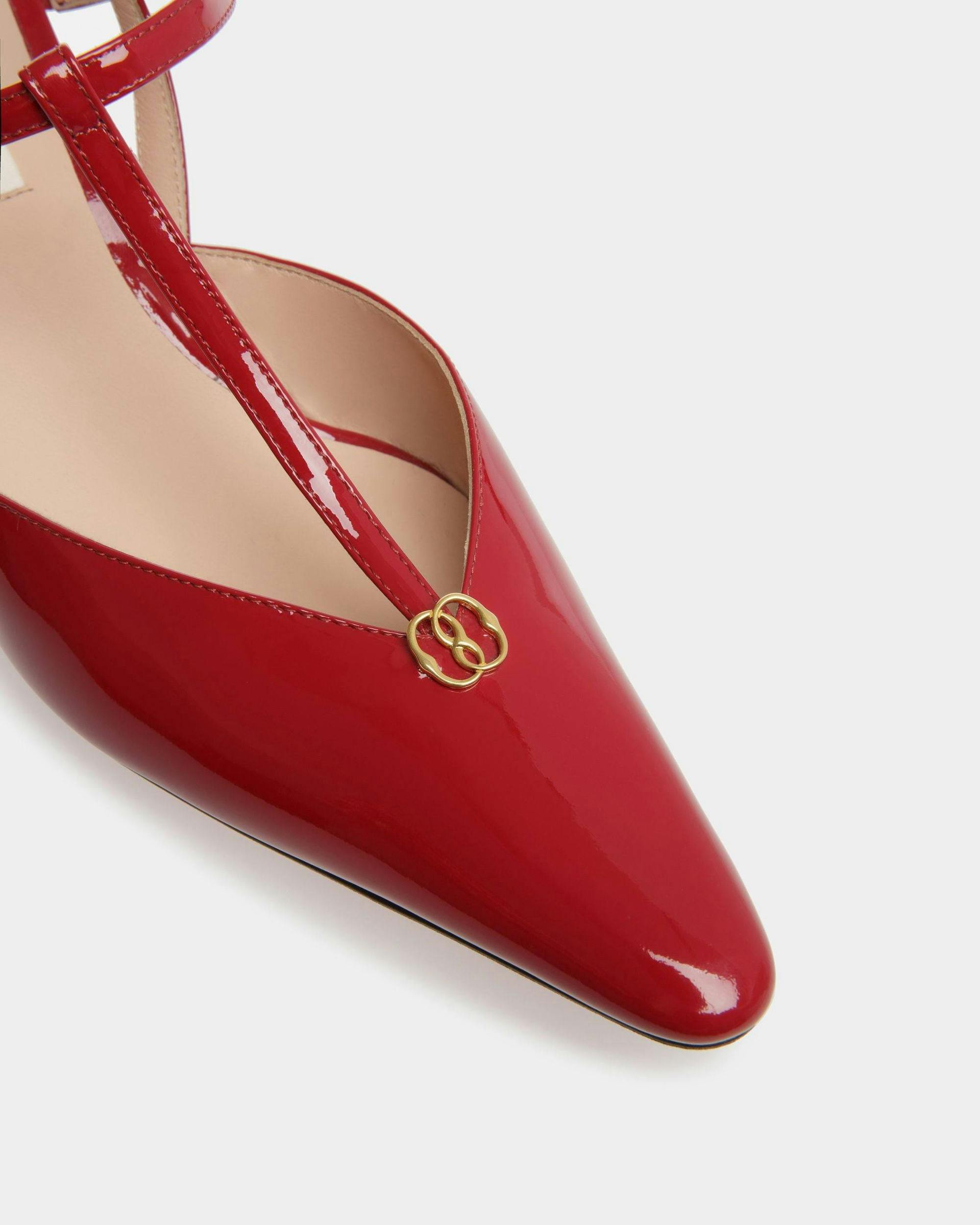 Women's Katy Sling Pump In Ruby Red And Bone Leather | Bally | Still Life Detail