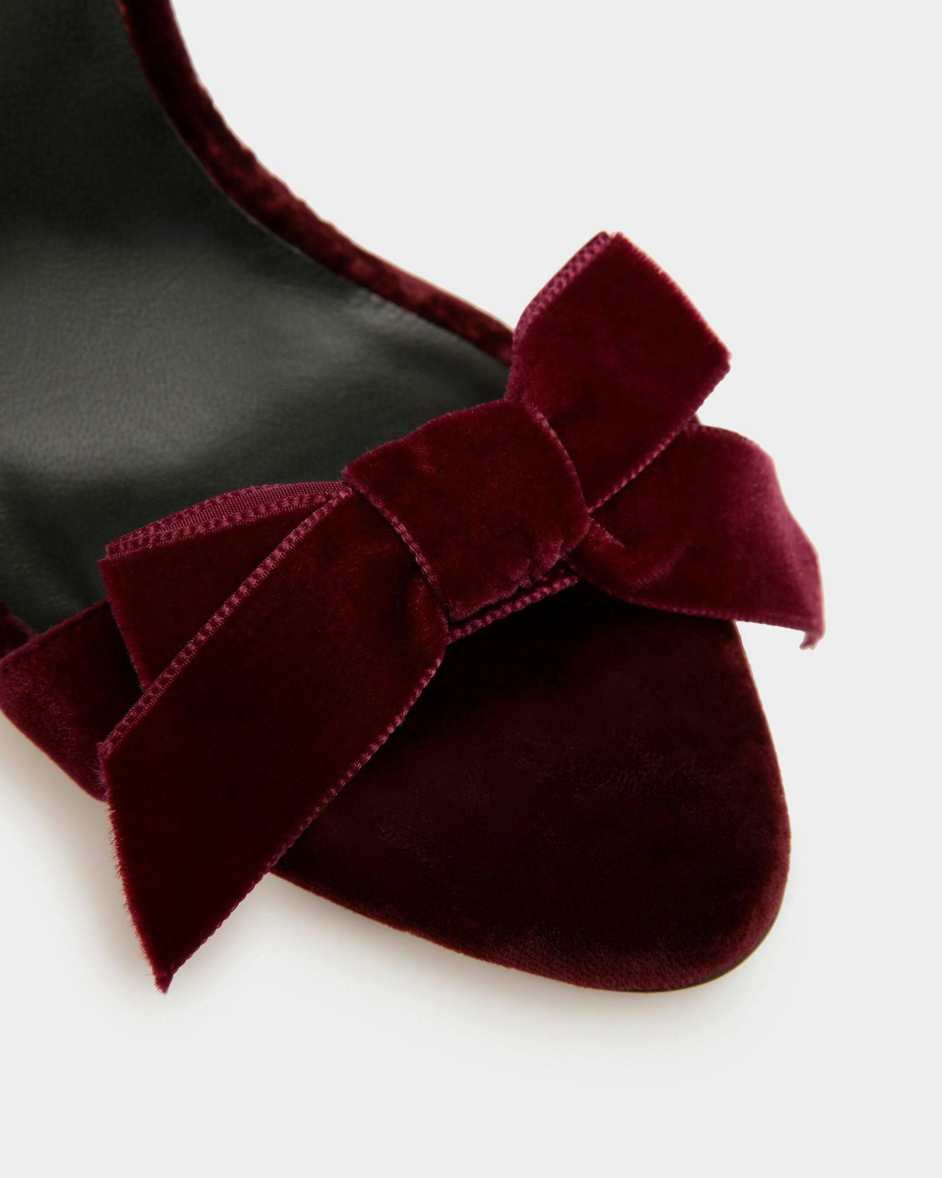 Women's Annita Heeled Sandals In Burgundy Velvet | Bally | Still Life Detail