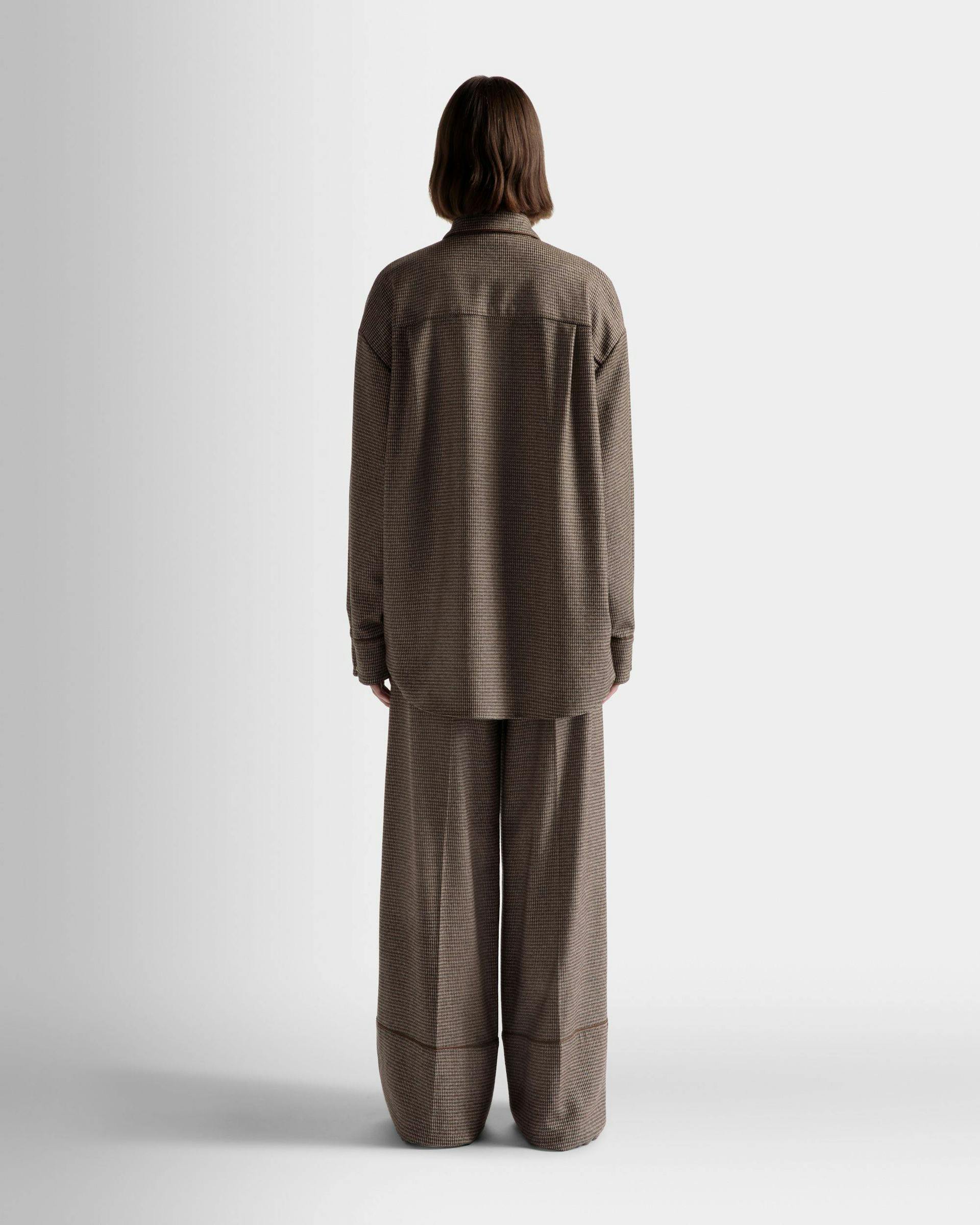 Women's Dogtooth Shirt In Desert Wool | Bally | On Model Back