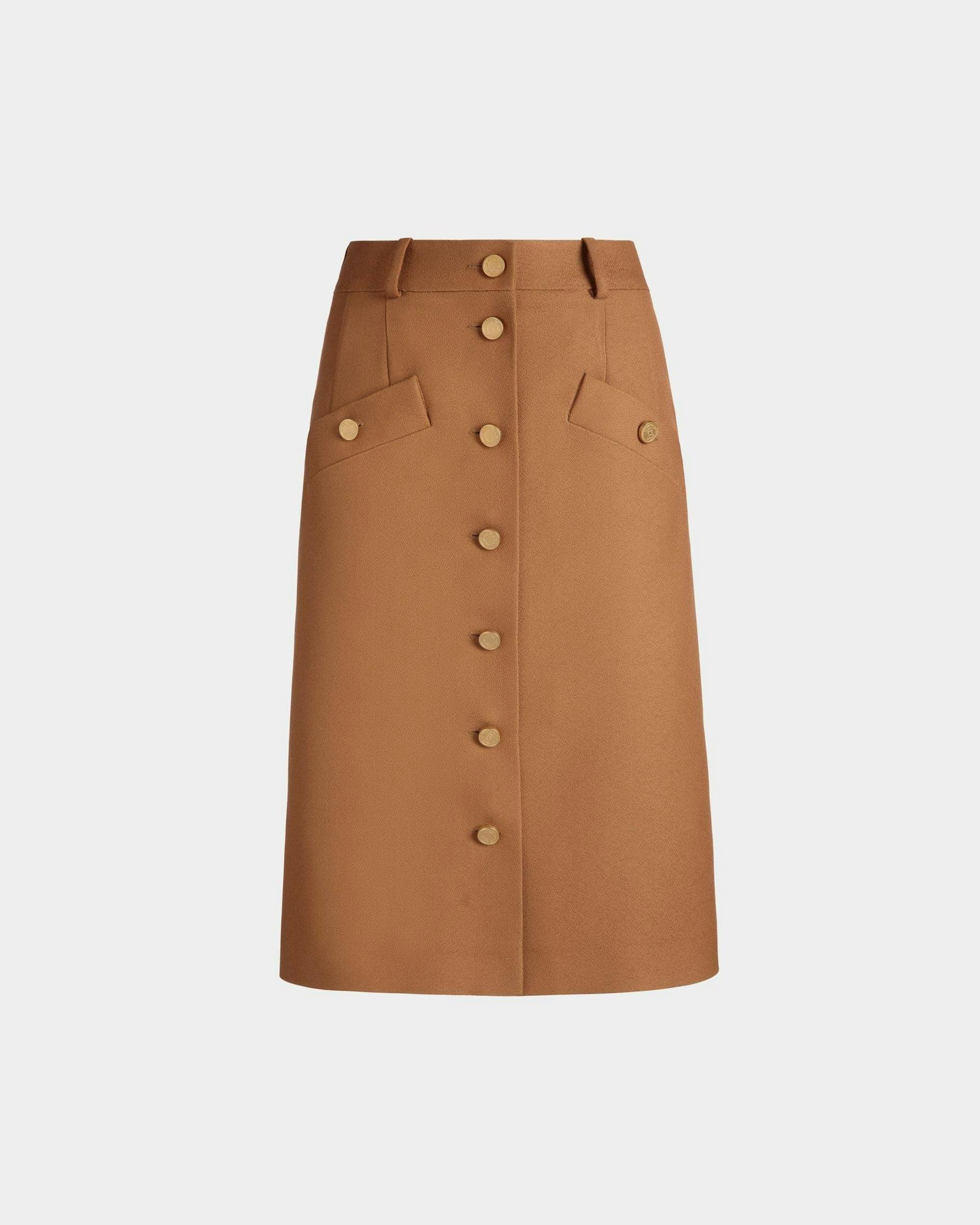 Women's Brown Midi Skirt in a Wool Blend | Bally | Still Life Front