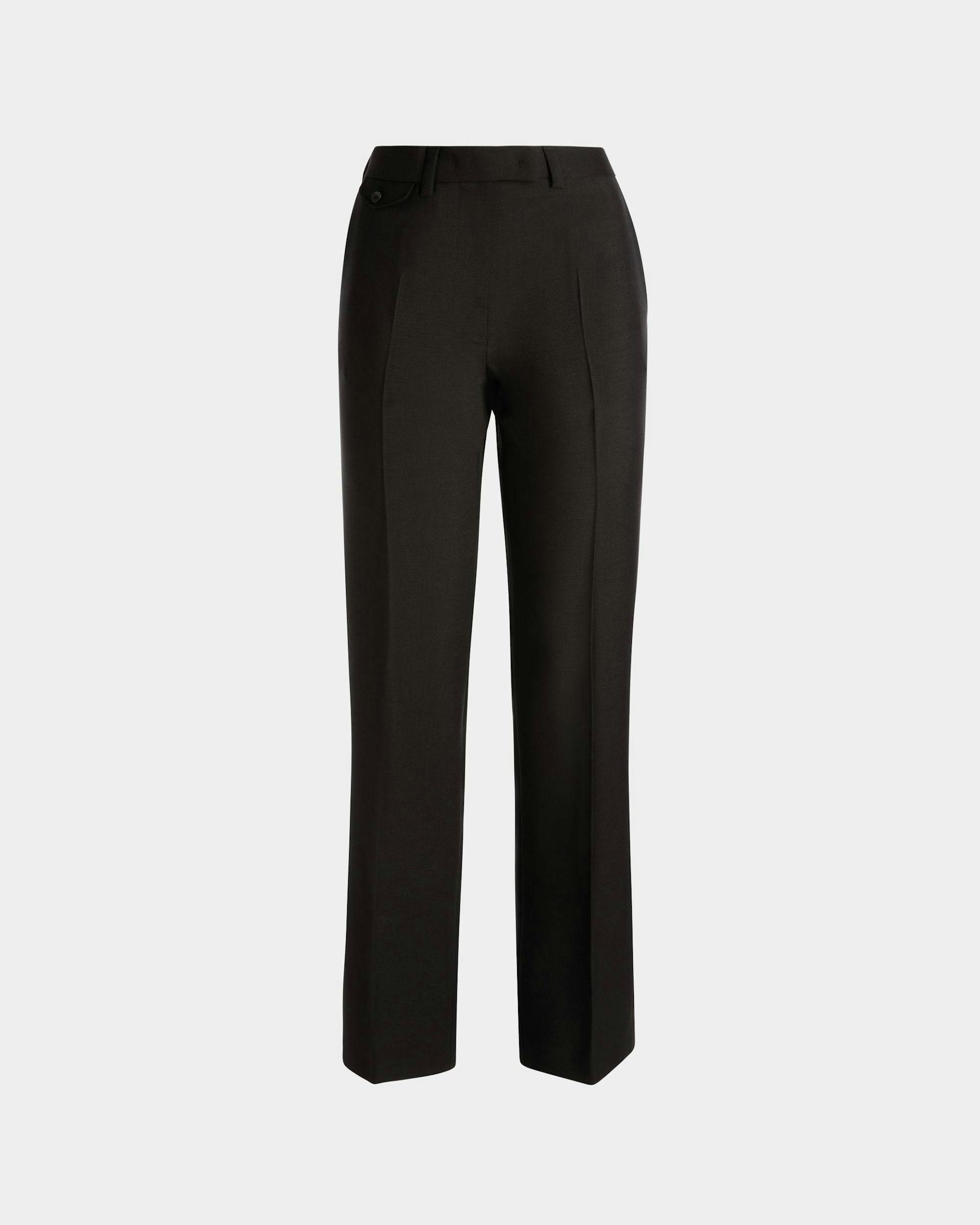 Women's Tailored Straight Leg Pants In Black Mohair Wool Mix | Bally | Still Life Front