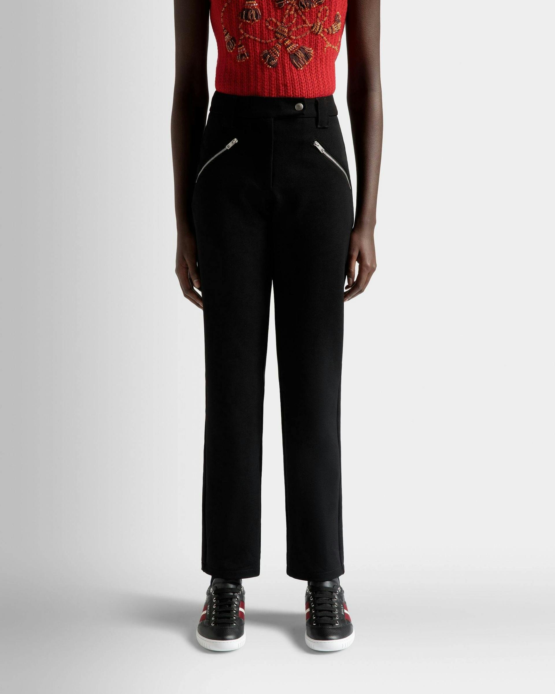 Women's Stretch Pants In Black | Bally | On Model Close Up