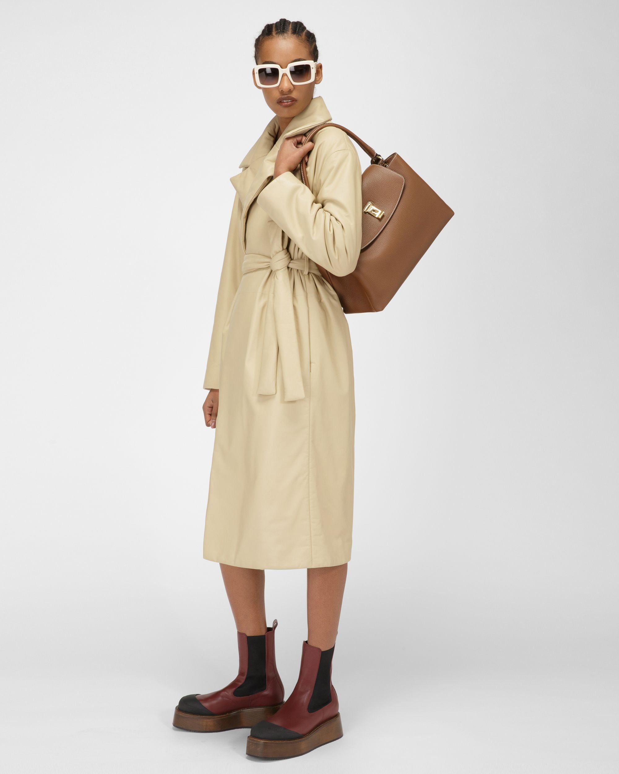 Layka Sac À Main En Cuir Marron - Femme - Bally - 02