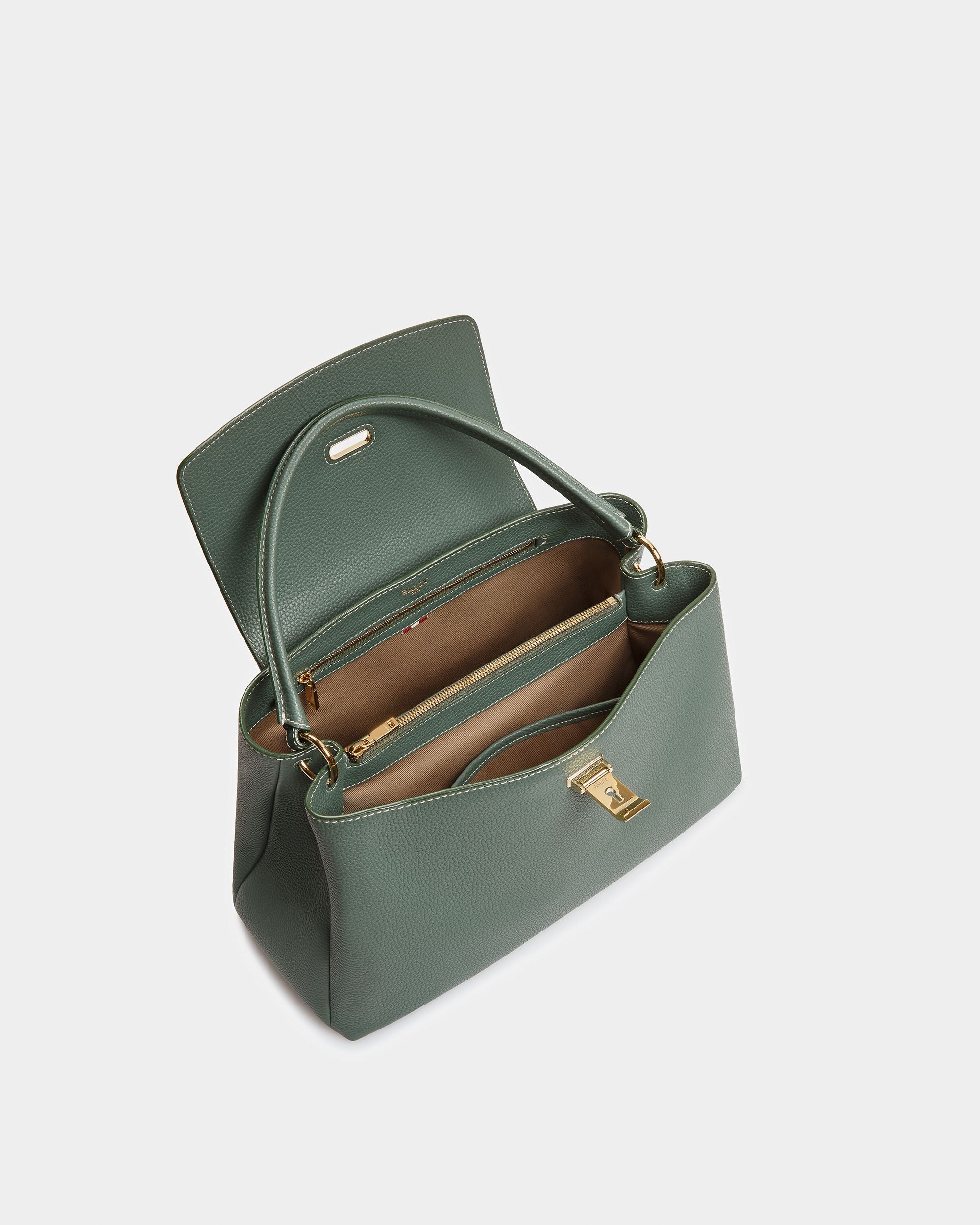 Layka Sac À Poignée Supérieure En Cuir Vert Sauge - Femme - Bally - 04