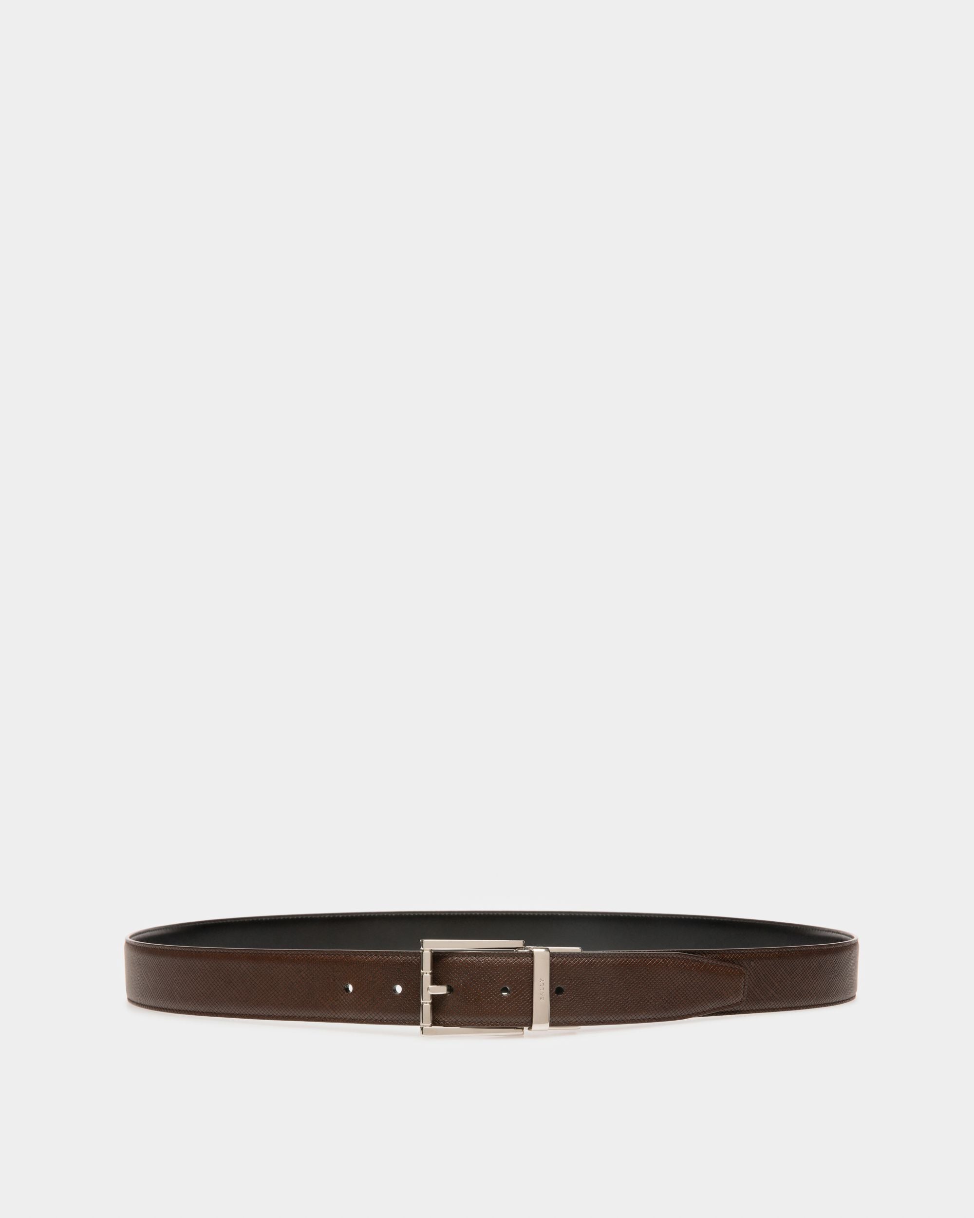 Astor Ceinture 35 Mm En Cuir Marron Et Noir - Homme - Bally - 01