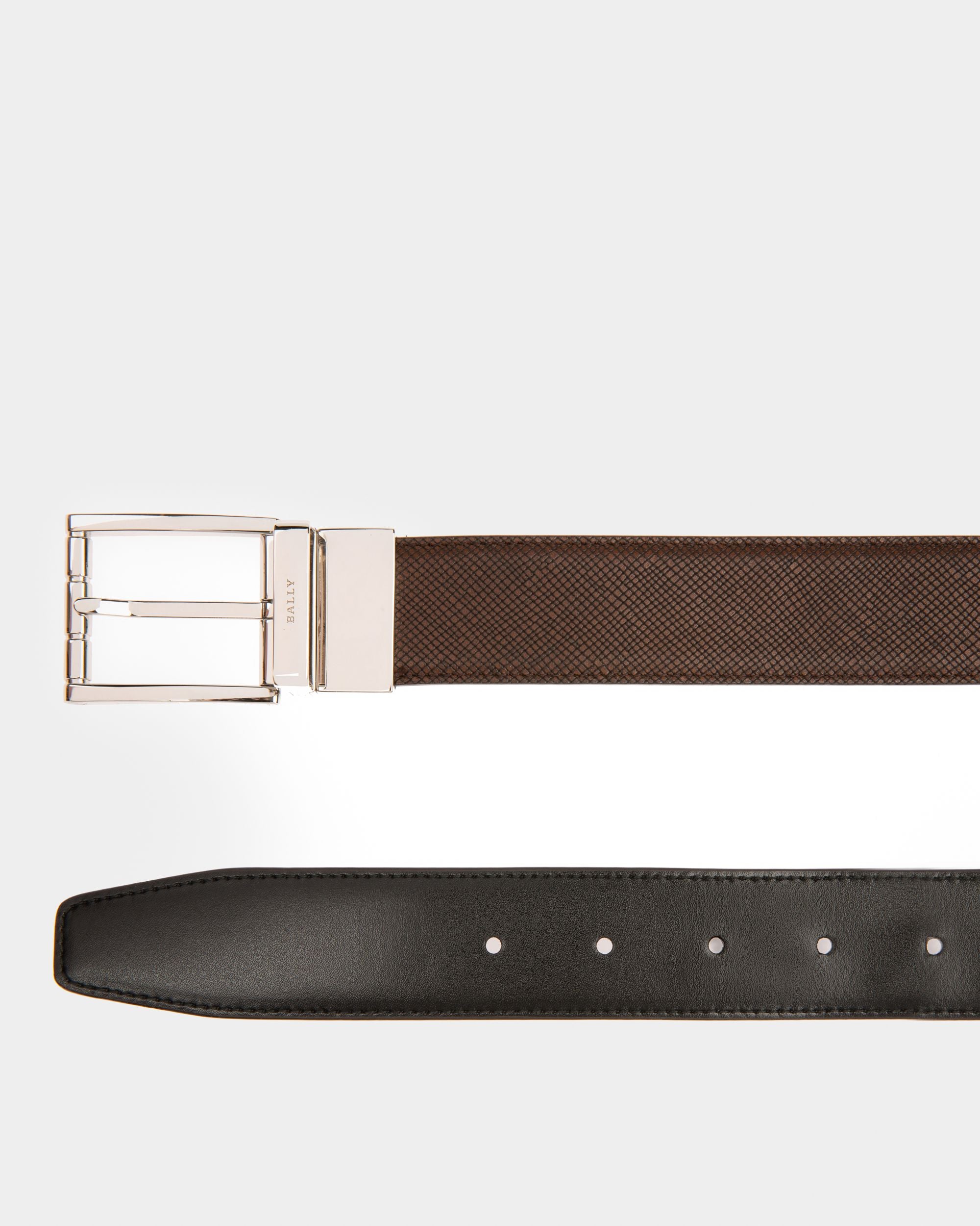 Astor Ceinture 35 Mm En Cuir Marron Et Noir - Homme - Bally - 02