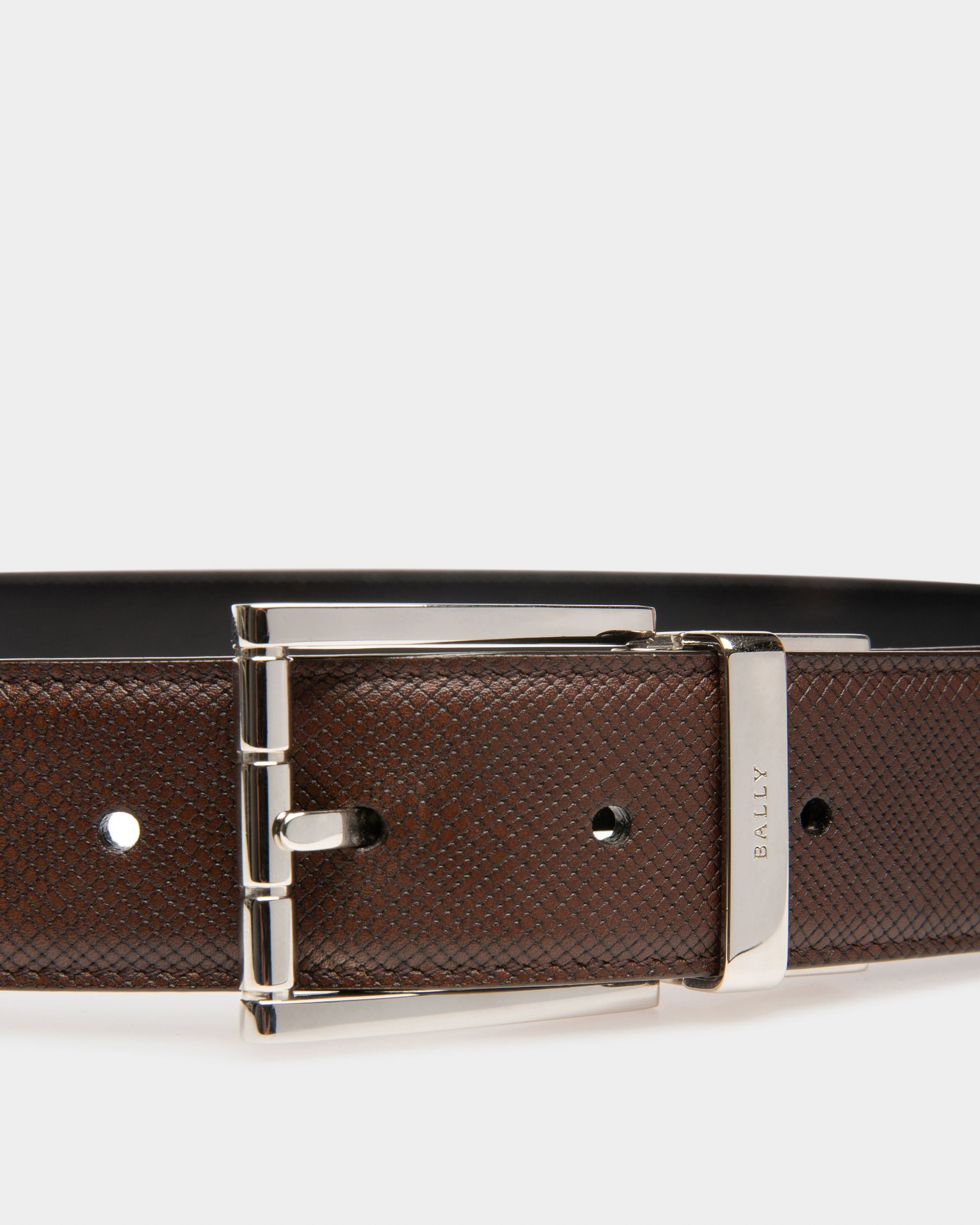 Astor Ceinture 35 Mm En Cuir Marron Et Noir - Homme - Bally - 03