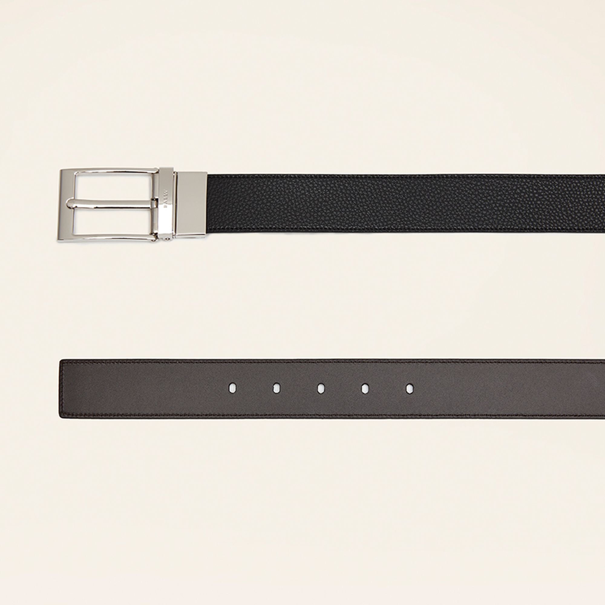 Ceinture Réversible Et Ajustable En Cuir Noir - Homme - Bally - 02