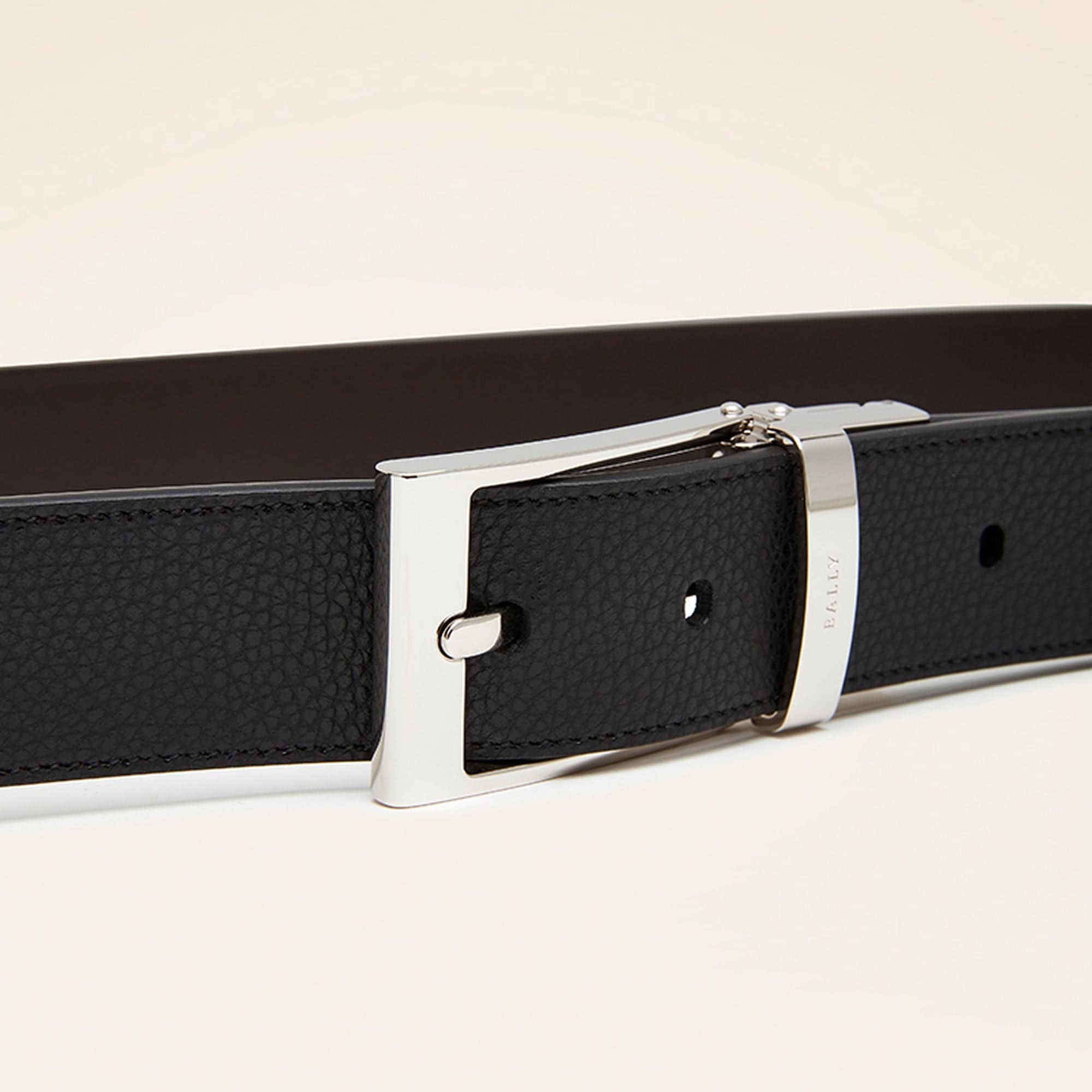 Men's Black Leather Belt - Homme - Bally - 03