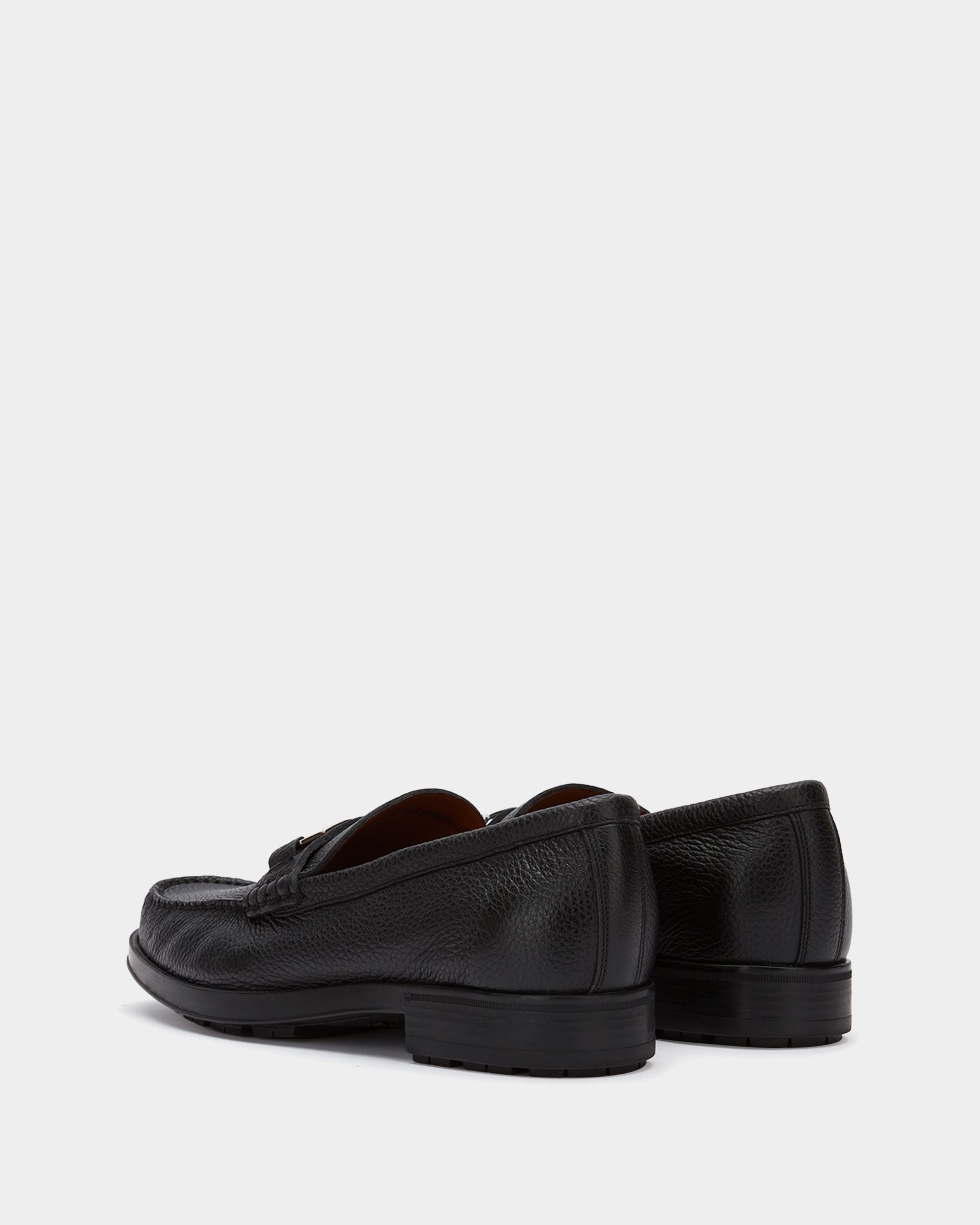 Men's Black Leather Loafers - Homme - Bally - 03