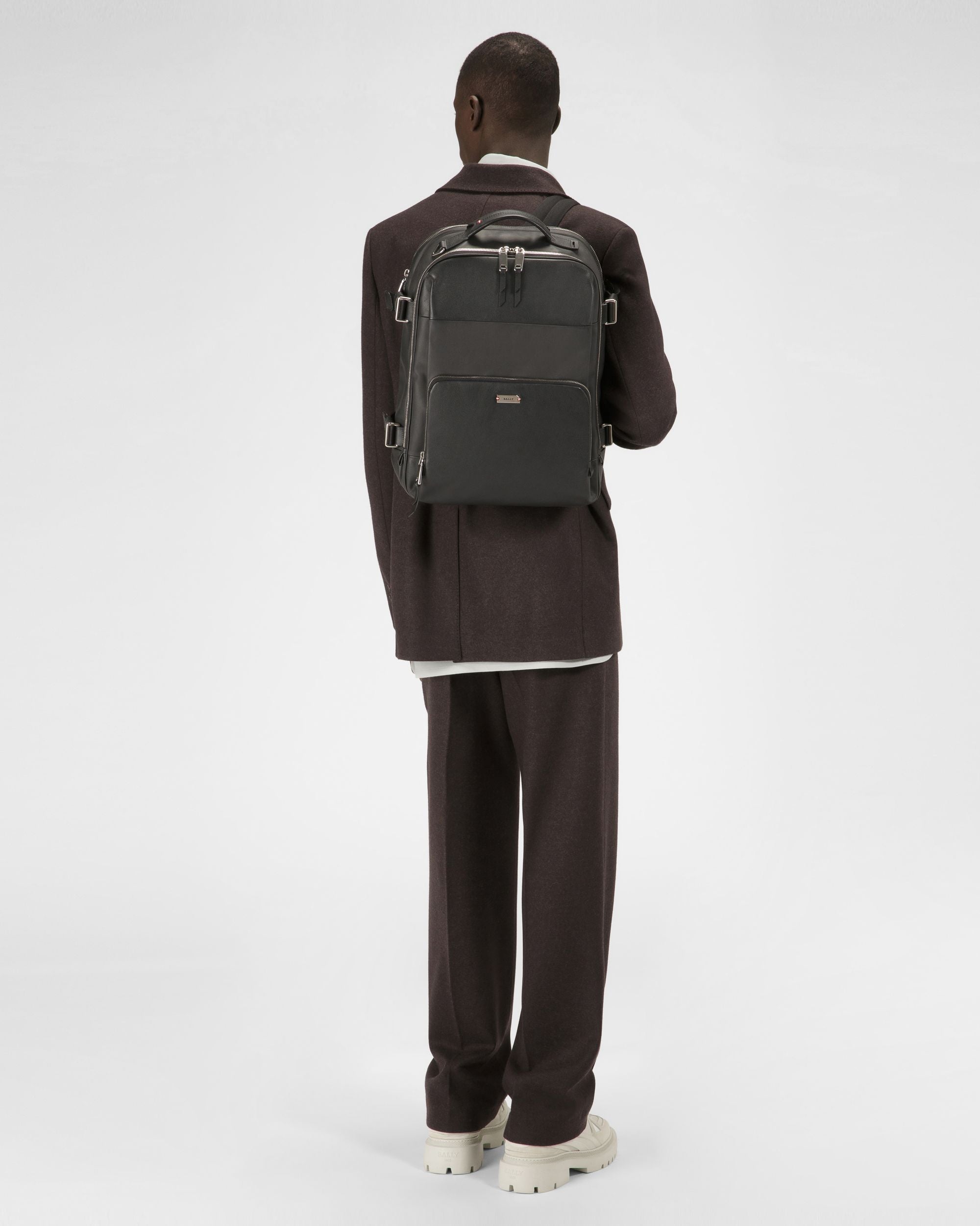 Veltan Sac À Dos Noir En Toile Enduite Et Cuir - Homme - Bally - 02