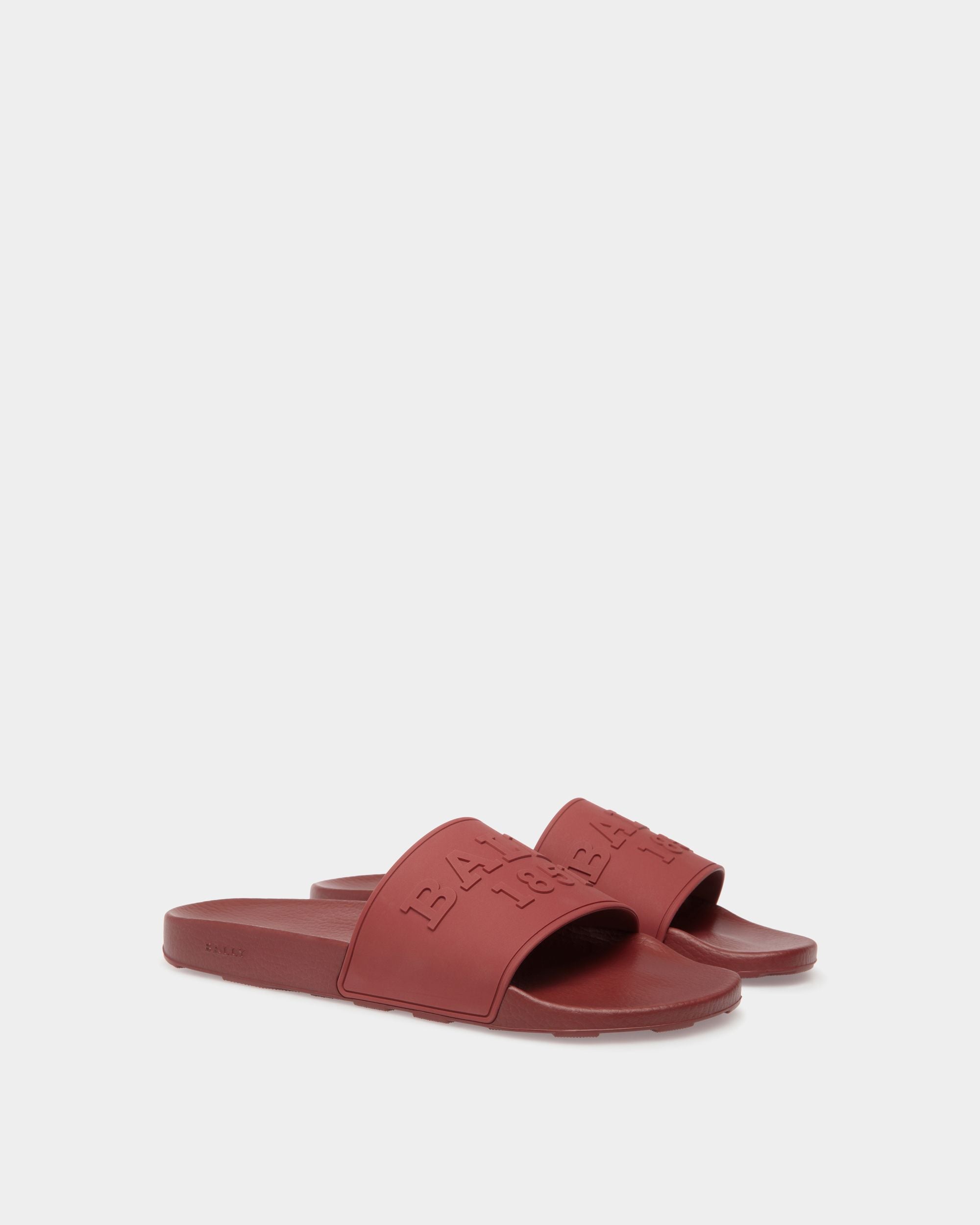 Slider Sandals In Red Rubber - Homme - Bally - 02