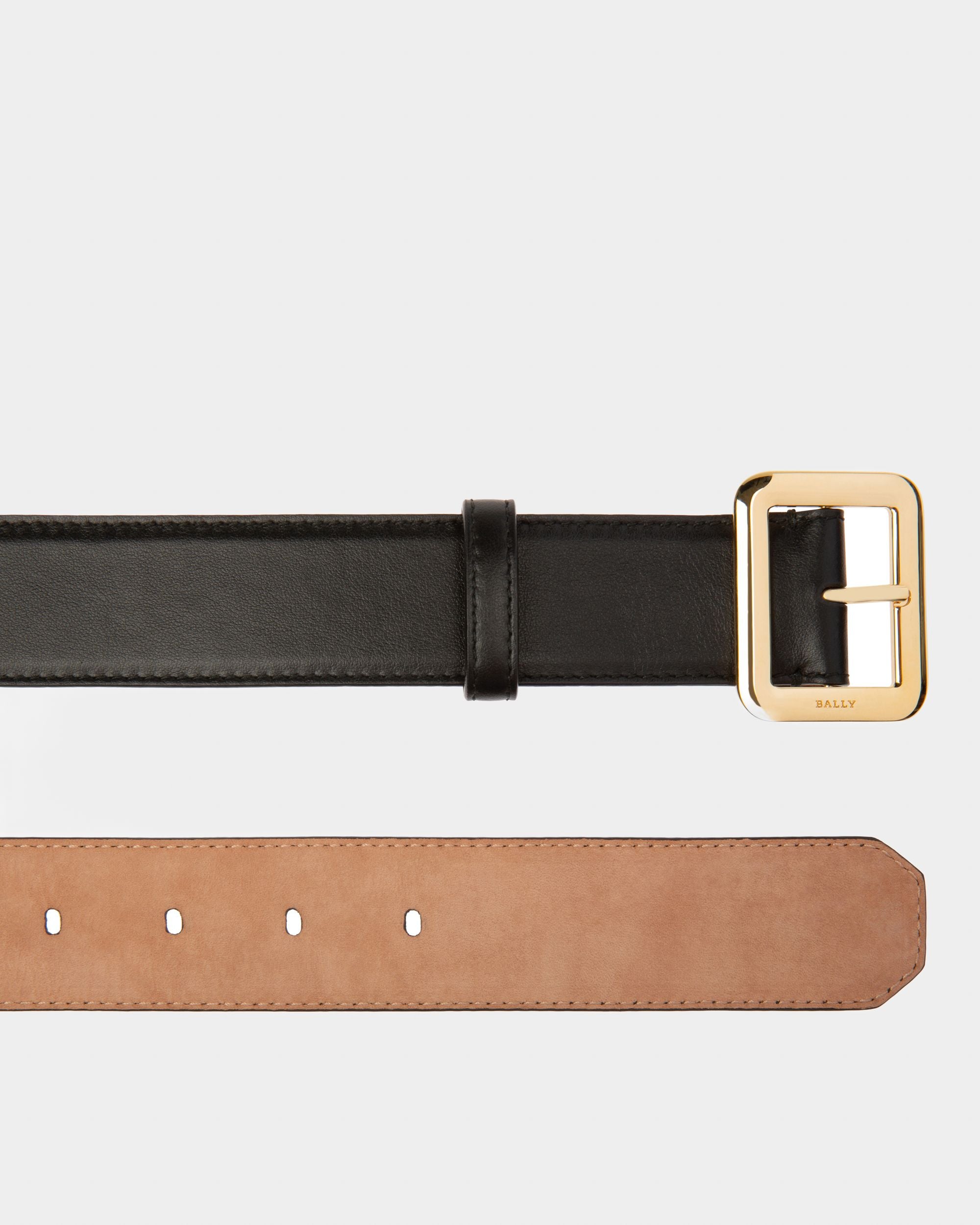 Janelle Ceinture 35 Mm En Cuir Noir - Femme - Bally - 02