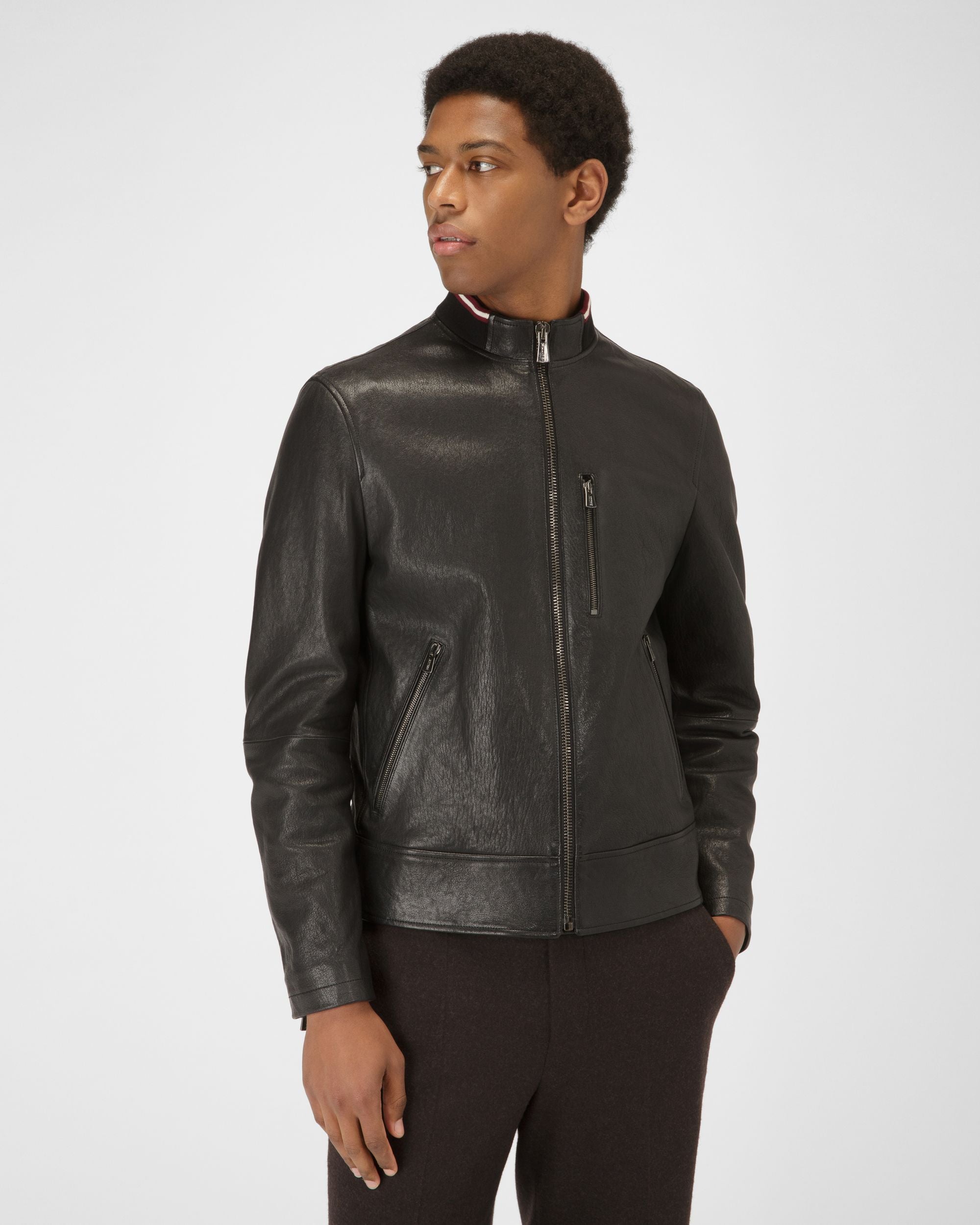 Blouson En Cuir Noir - Homme - Bally - 01
