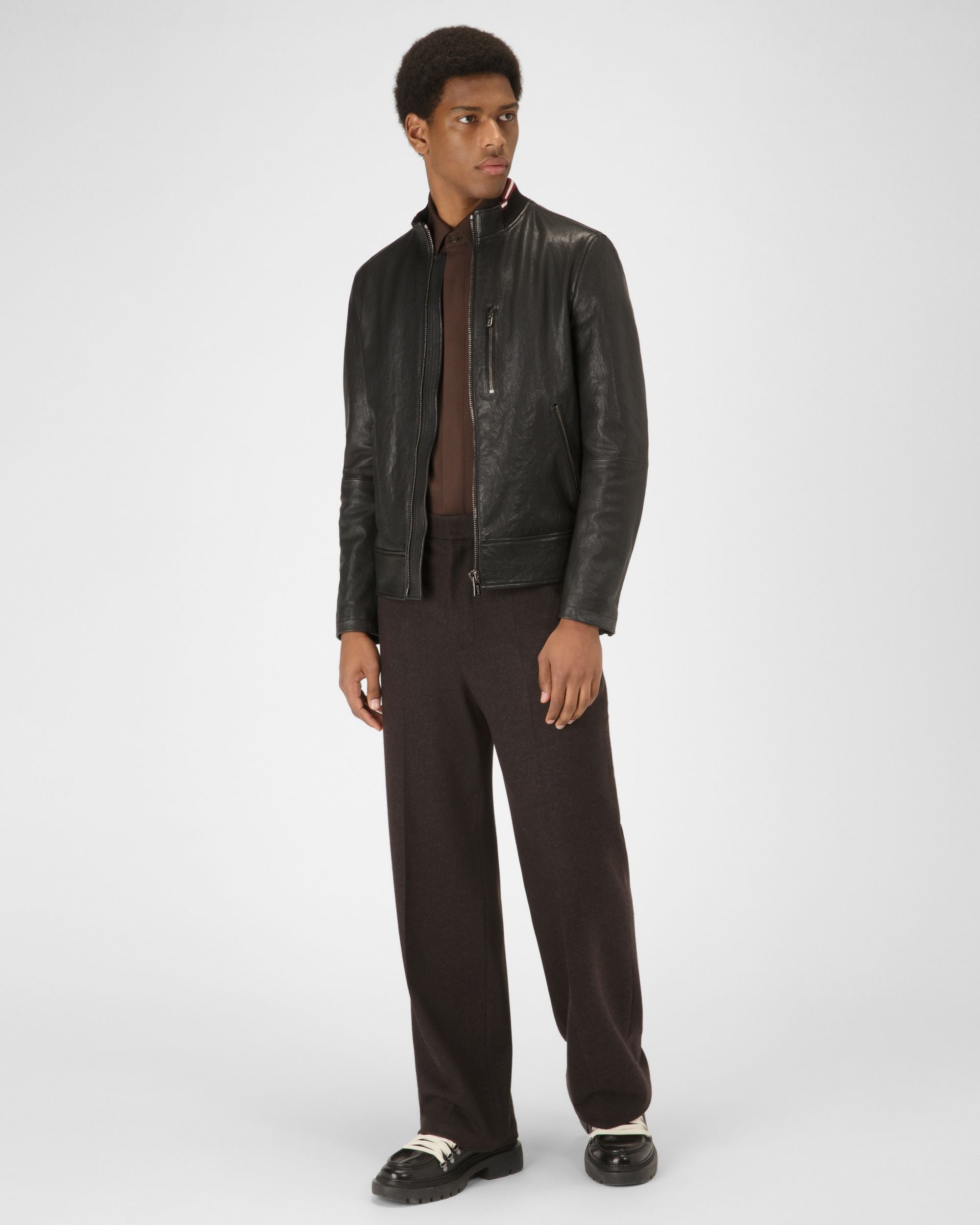 Blouson En Cuir Noir - Homme - Bally - 04