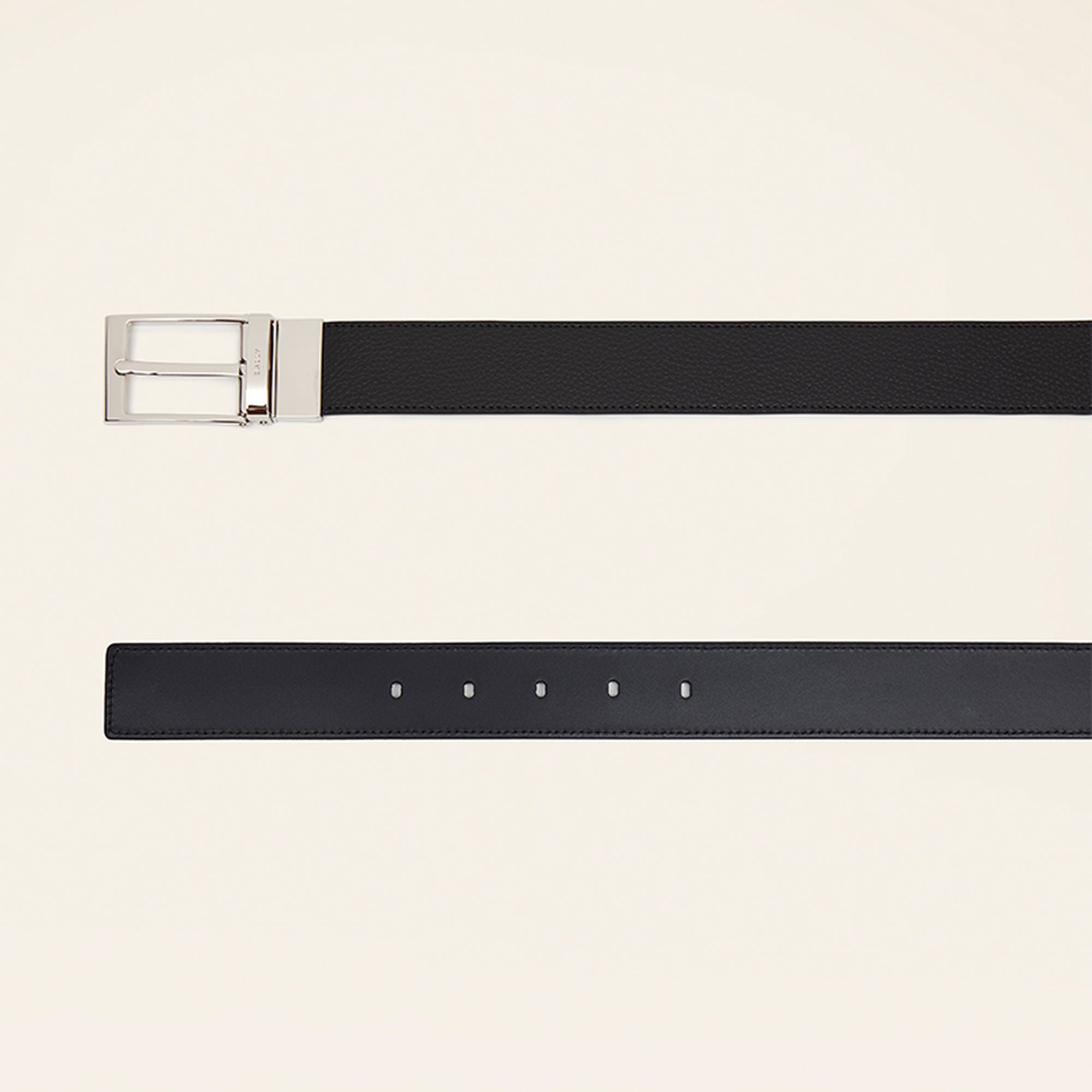 Men's Black Casual Leather Belt - Homme - Bally - 02