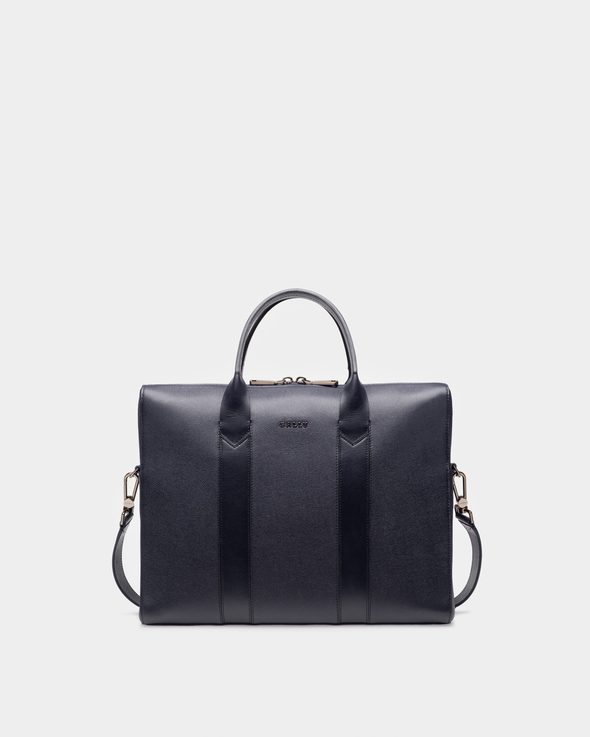 Elter Sac Professionnel En Cuir Bleu Marine - Homme - Bally - 01