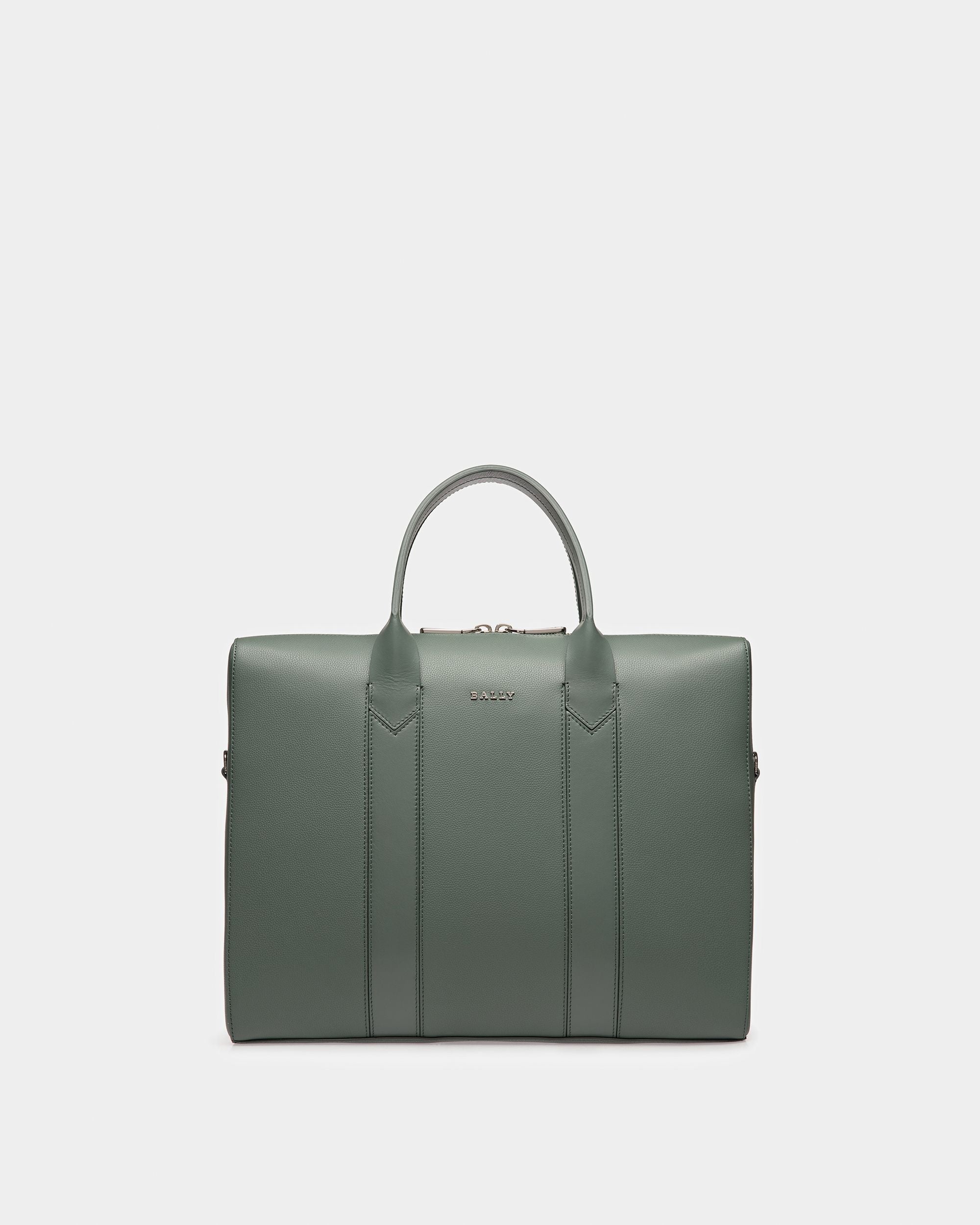 Elter Sac Professionnel En Cuir Vert Sauge Et Palladium - Homme - Bally - 01